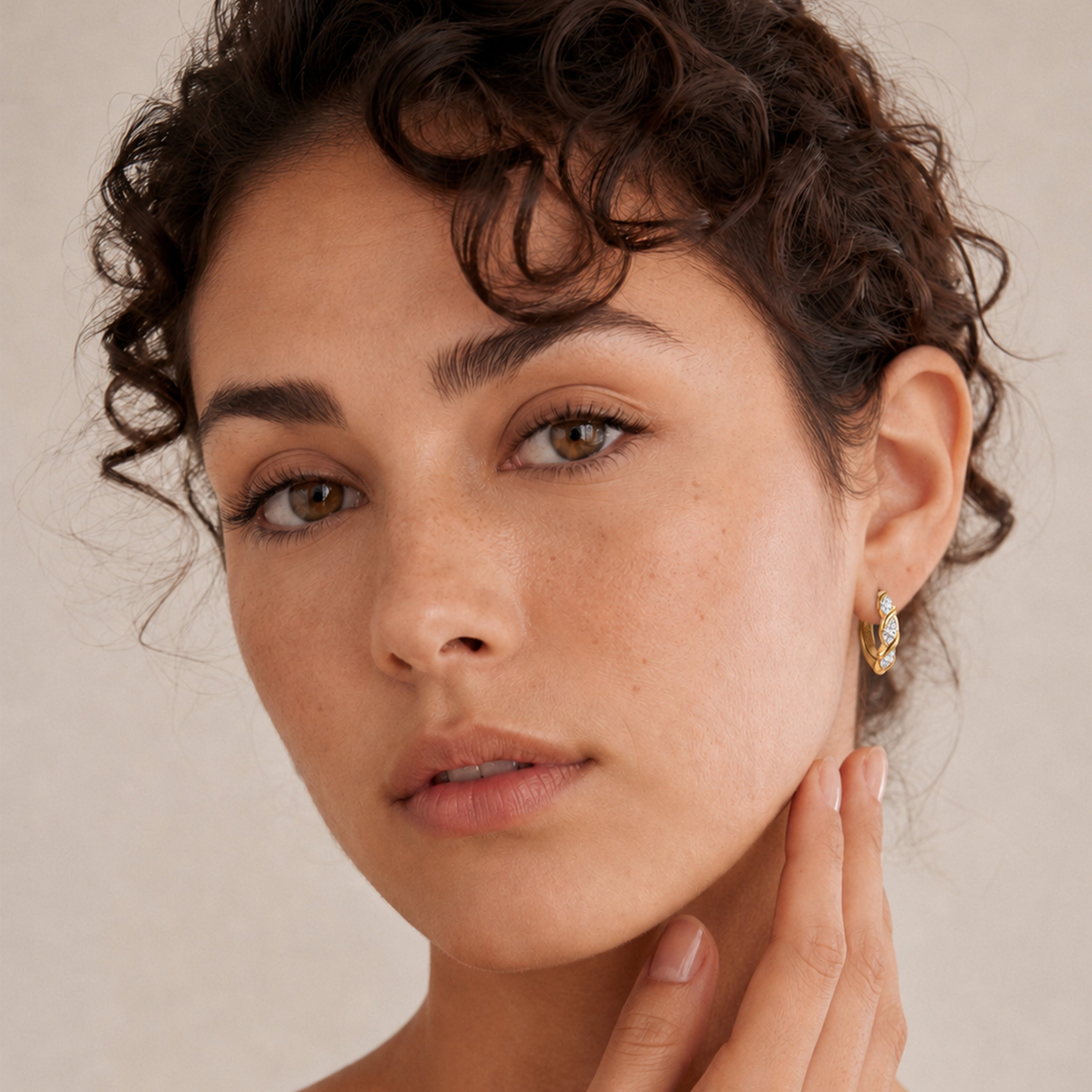 Twisted Leaf Zircon Hoop Earrings
