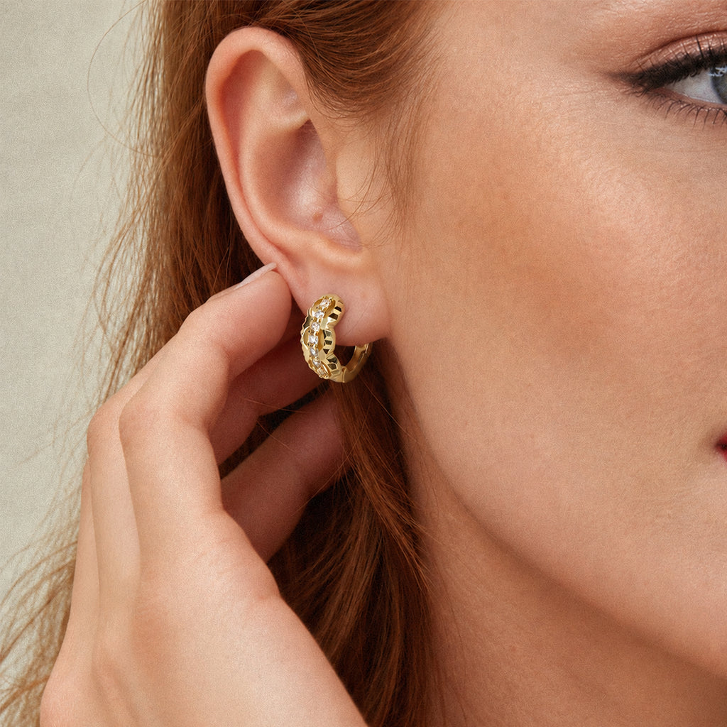 Interlaced Zirconia Huggie Earrings