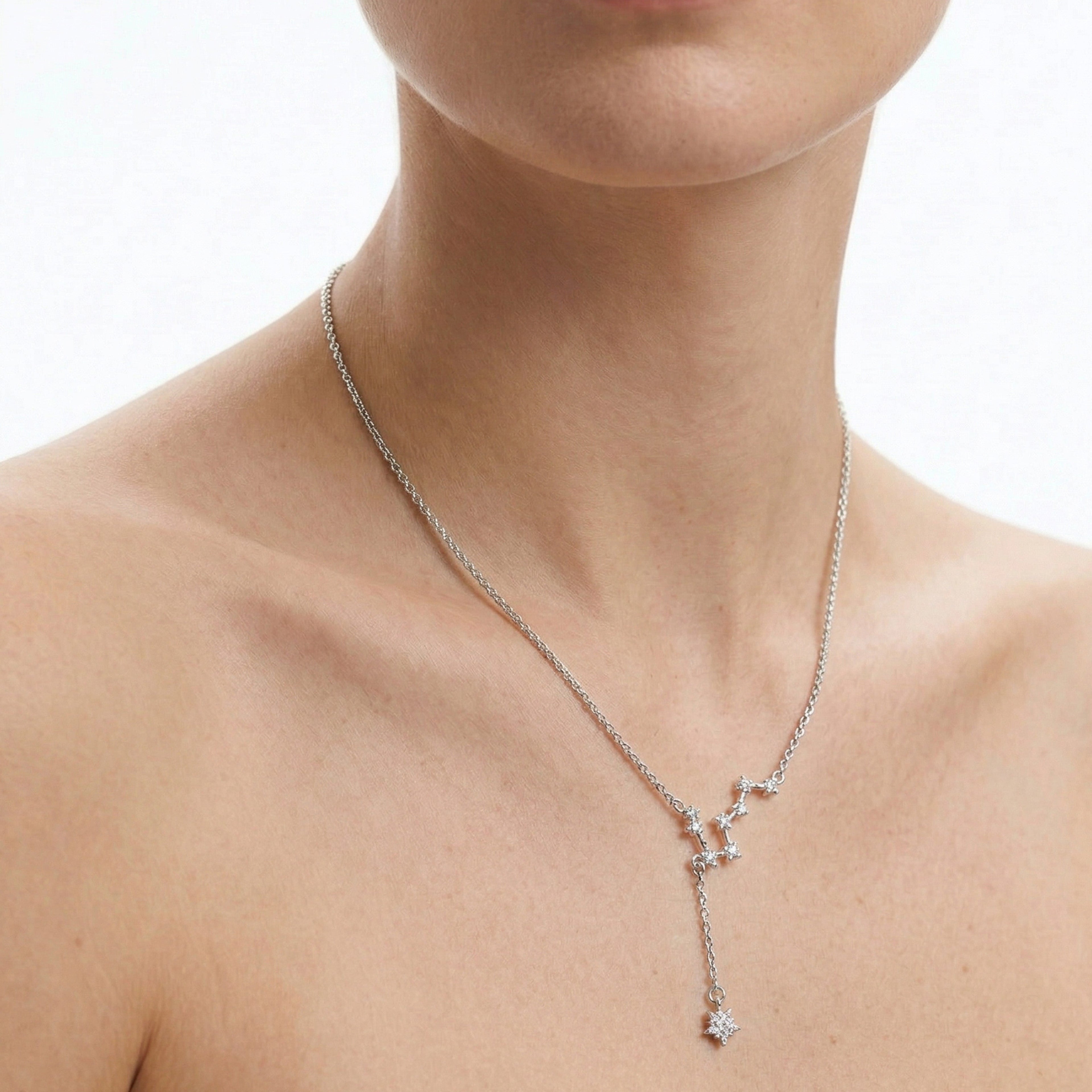 Constellation Drop Star Fine Silver Necklace