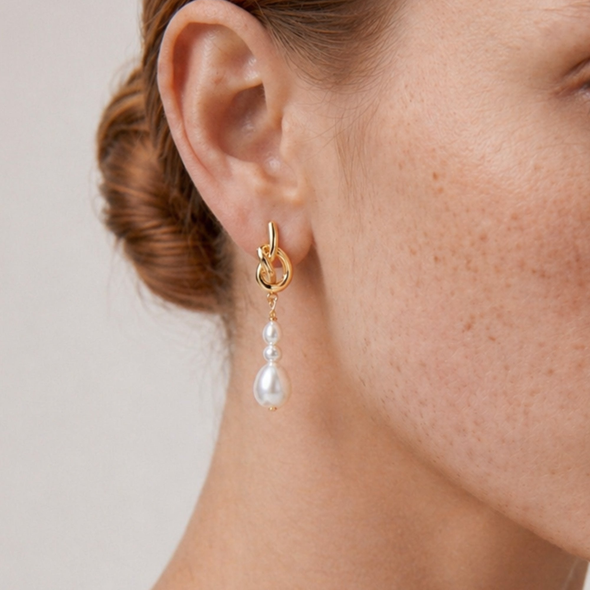 Sculptural Knot Pearl Drop Earrings