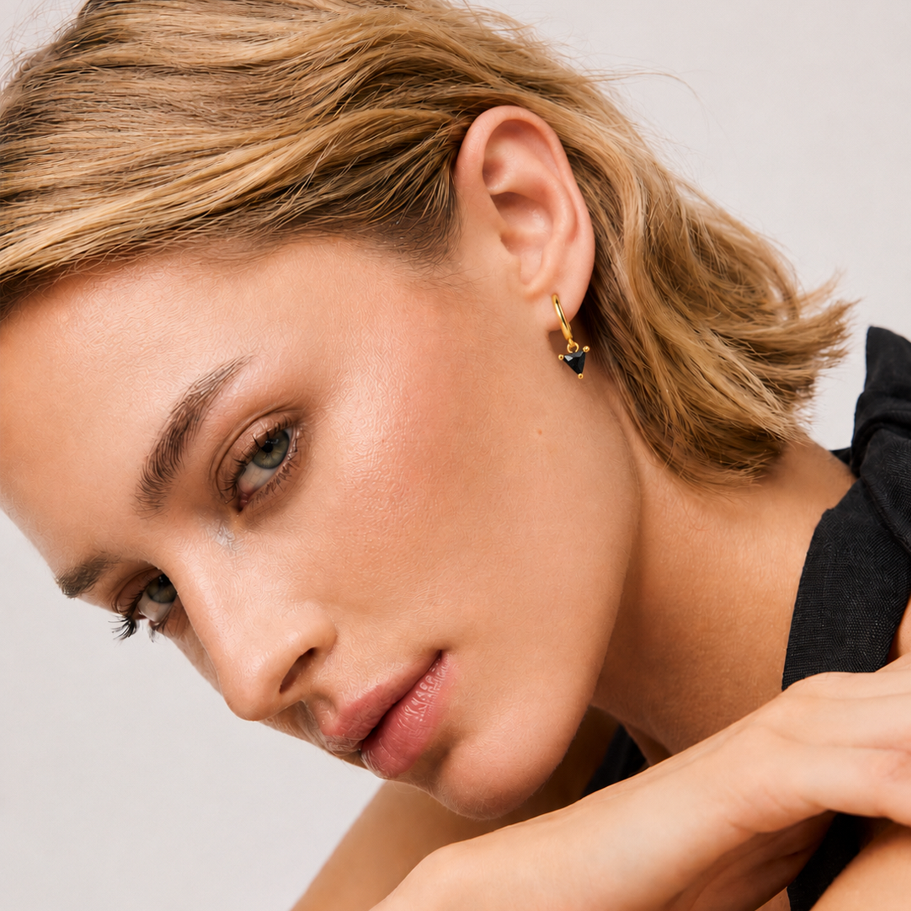 White and Black Zircon S925 Silver Earrings