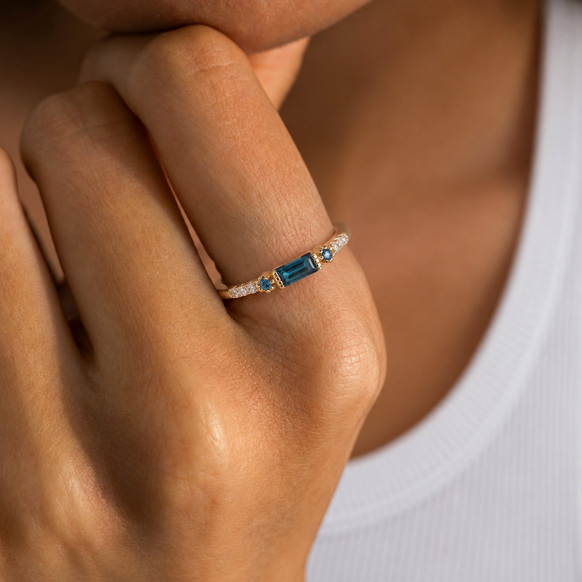 London Blue Gemstone Gold-Plated S925 Ring