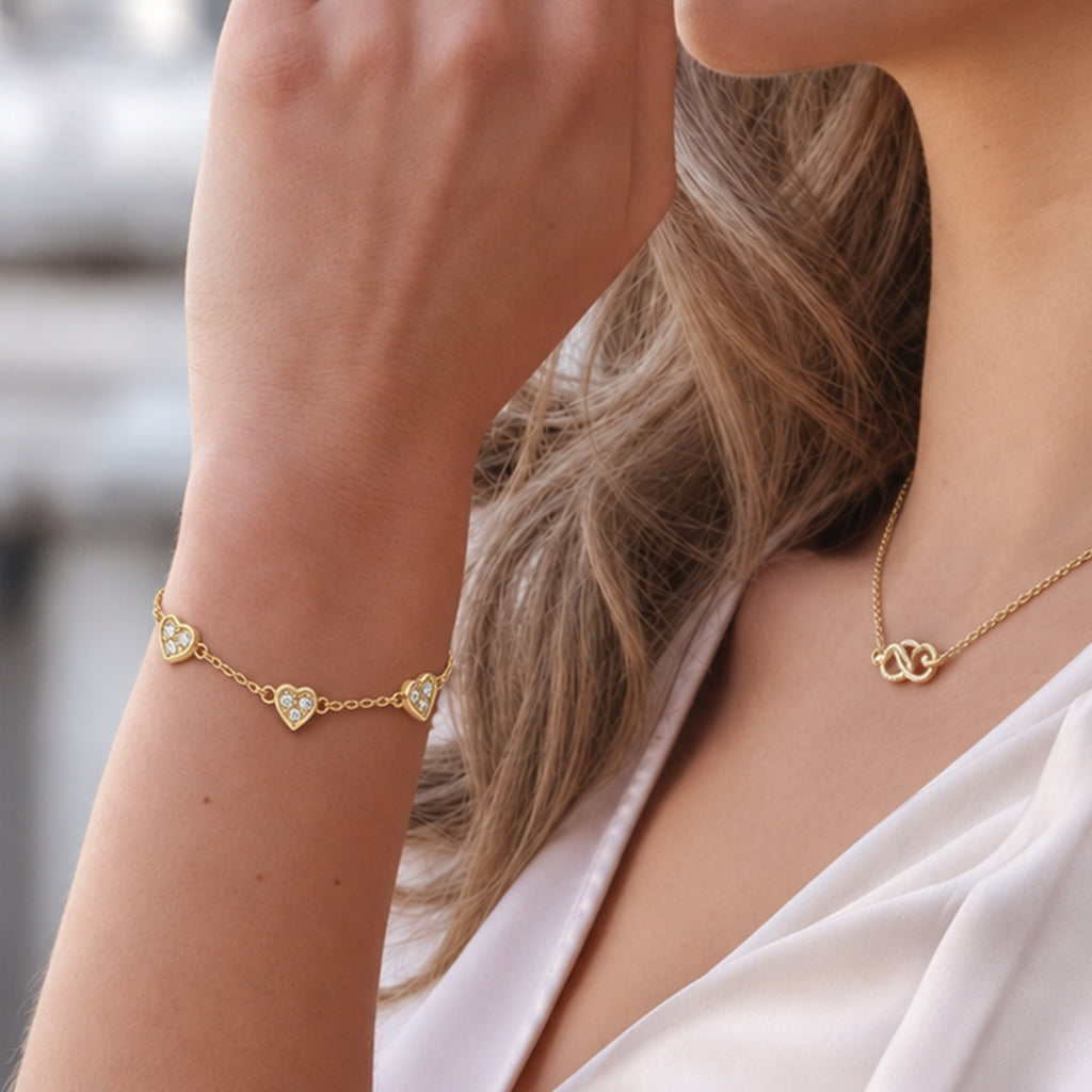 Heart S999 Silver Chain Bracelet with Color Variants