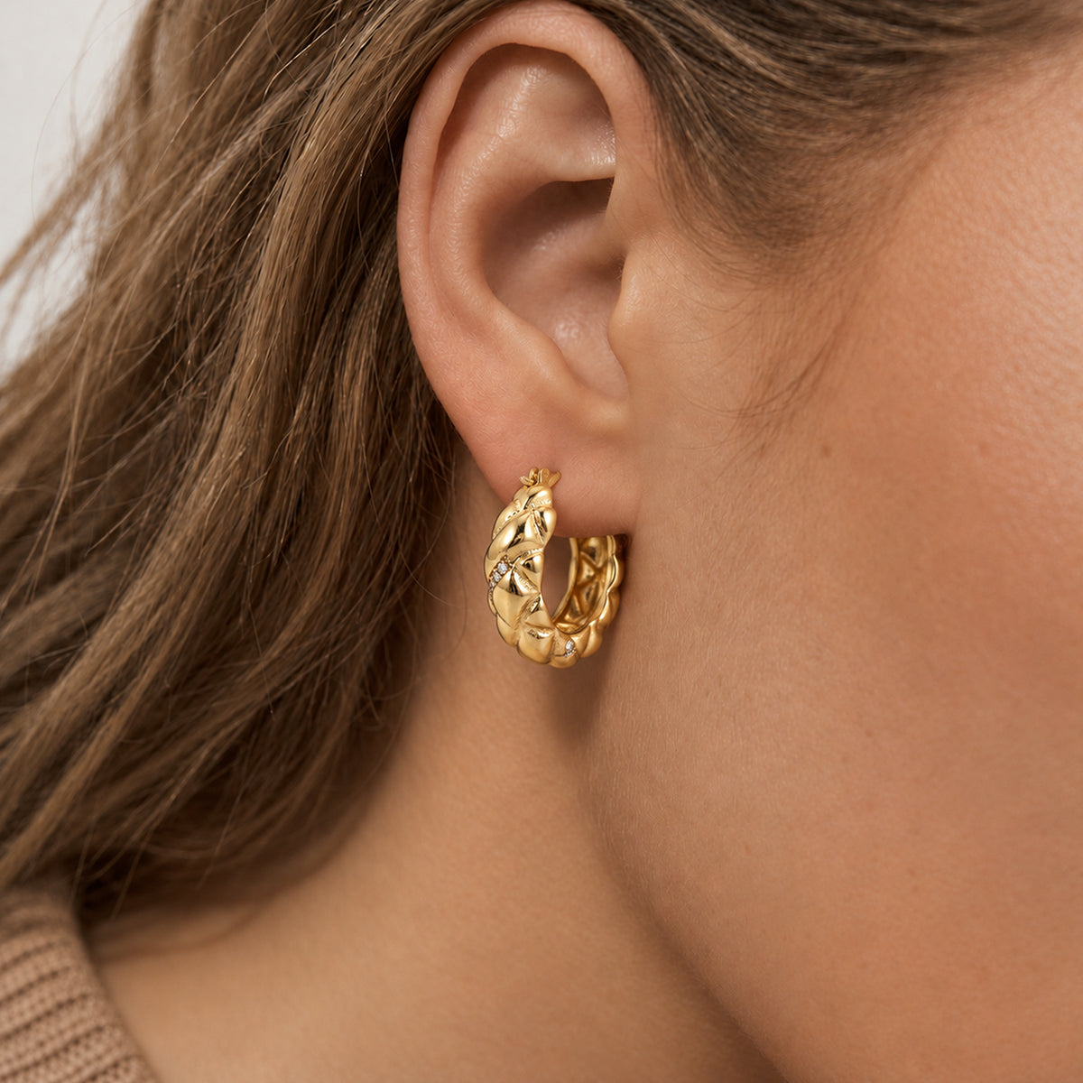 18K Gold-Plated Braided Hoop Earrings