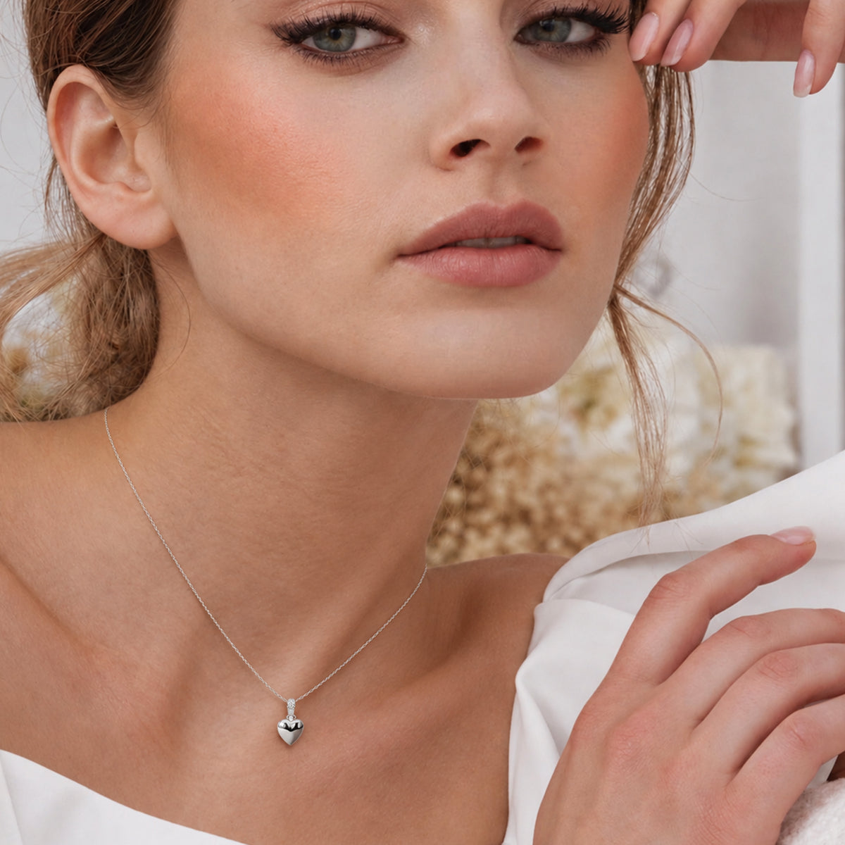 Crystal Bail Heart Pendant Necklace