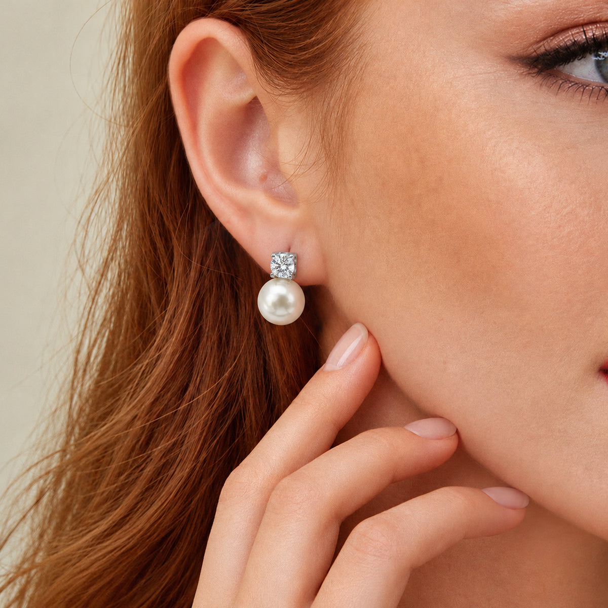 Zircon Pearl Drop Stud Earrings
