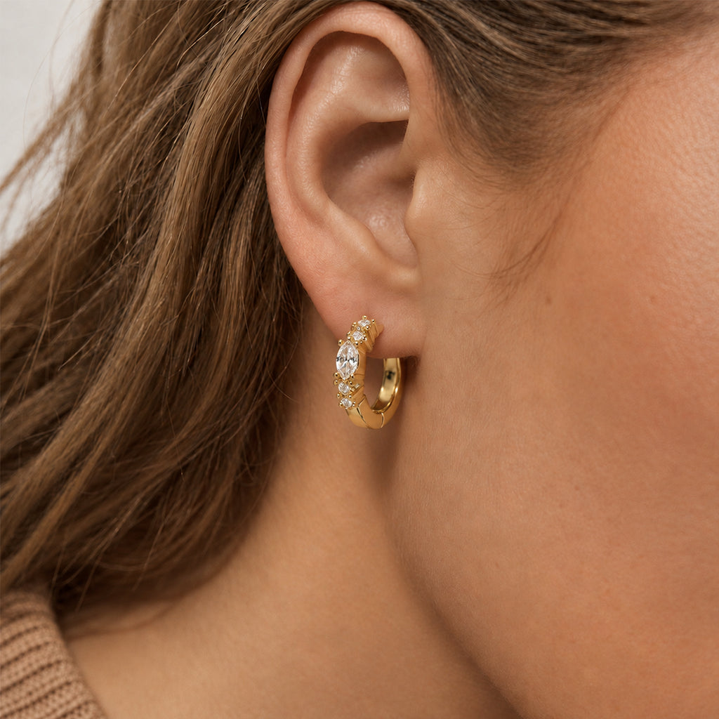 Graduated Marquise Zircon Hoop Earrings