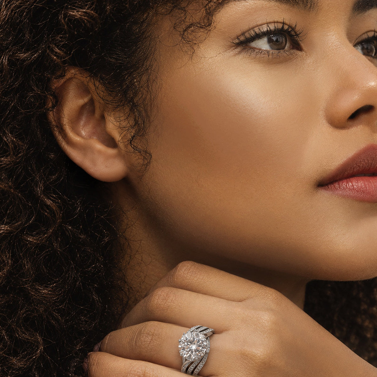 Silver-Tone Round Zircon Swirl Ring