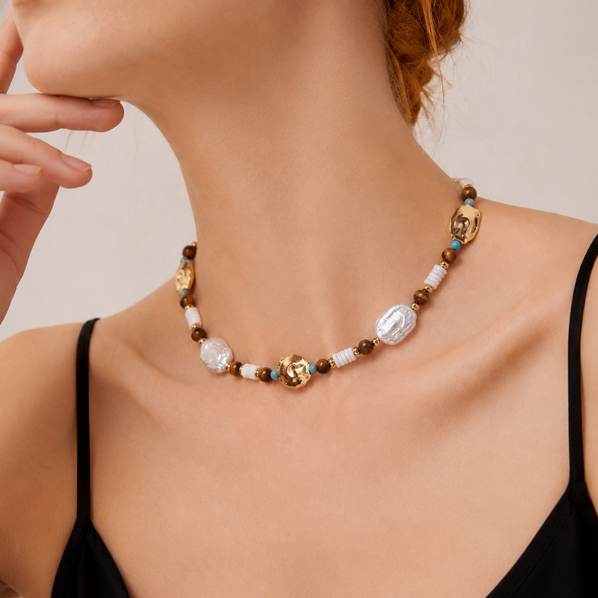 Baroque Pearl Natural Stone Beaded Necklace