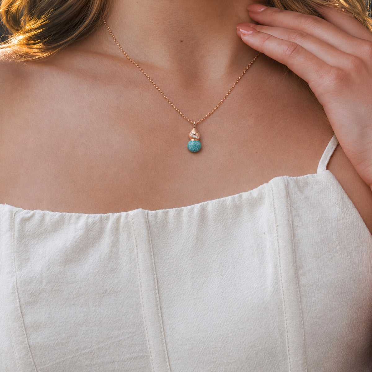 Turquoise-Tone Zircon Necklace
