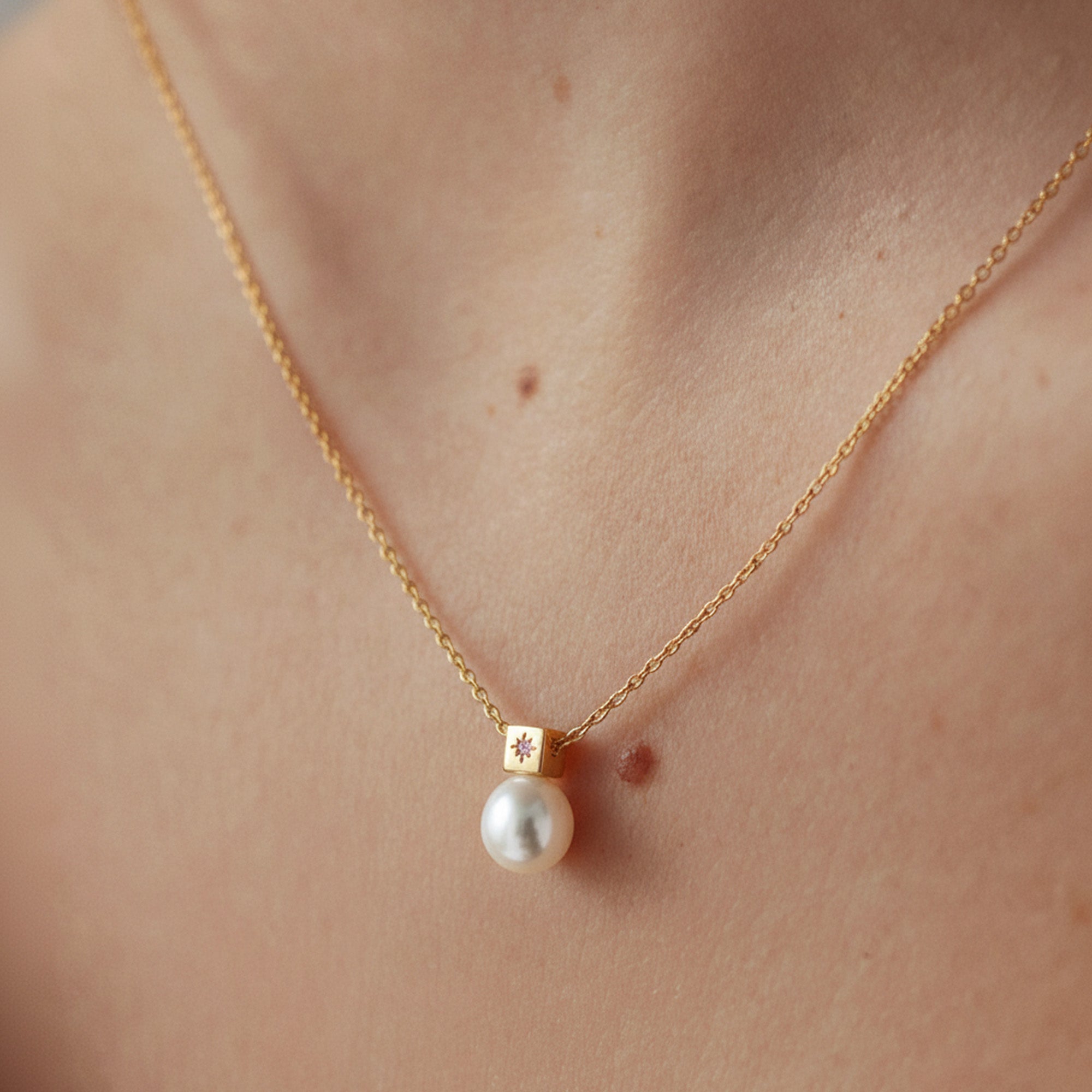 Gold-Plated Sterling Silver Pearl Pendant Necklace