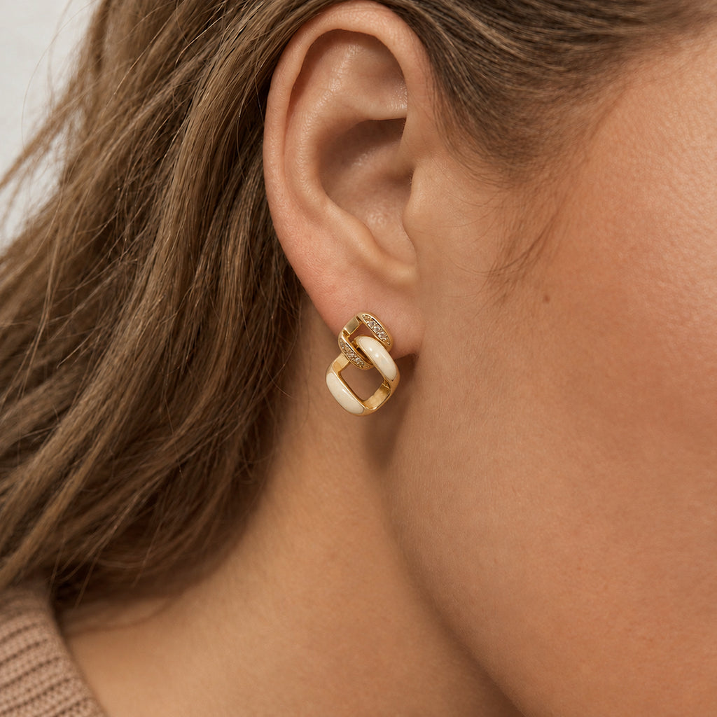 Interlocking Square Accent Stud Earrings