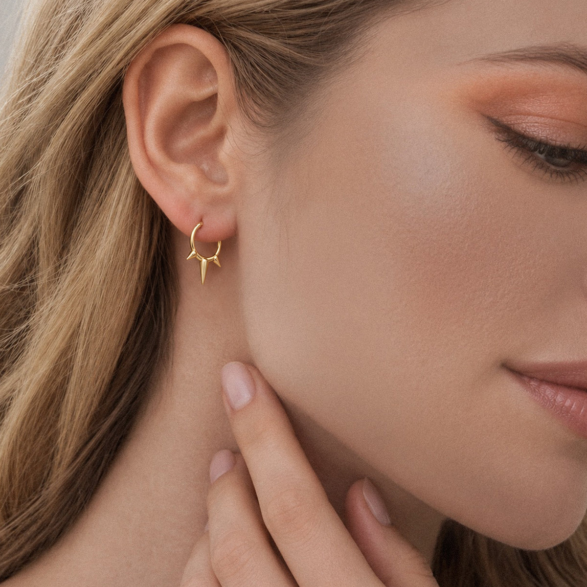 Spike Detail Huggie Hoop Earrings