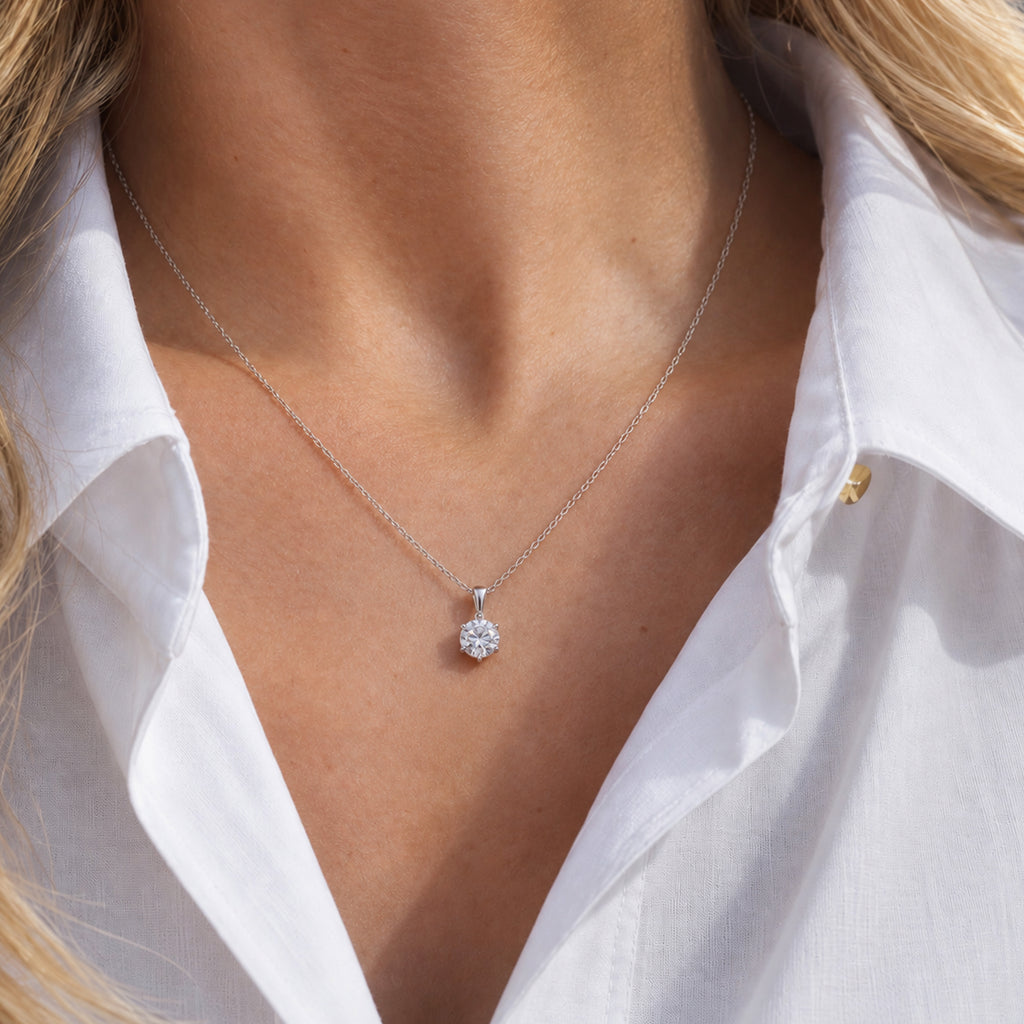5A Cubic Zirconia Solitaire Necklace