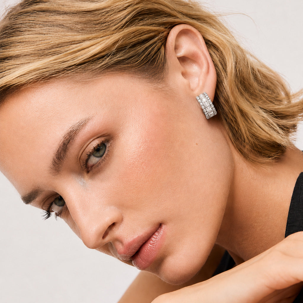 Channel-Set Zircon Half-Hoop Earrings