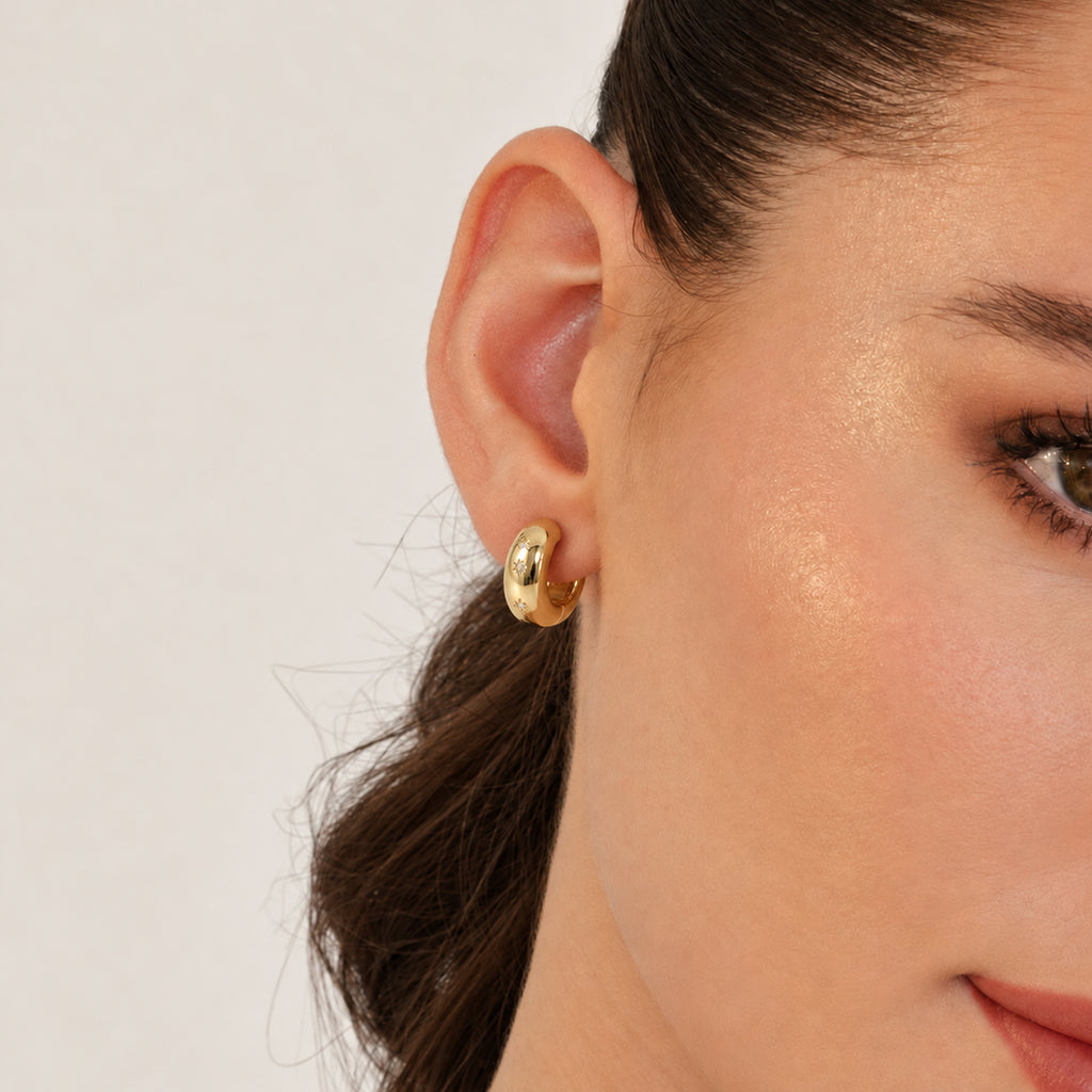 18K Gold-Plated Stainless Steel Zircon Hoop Earrings