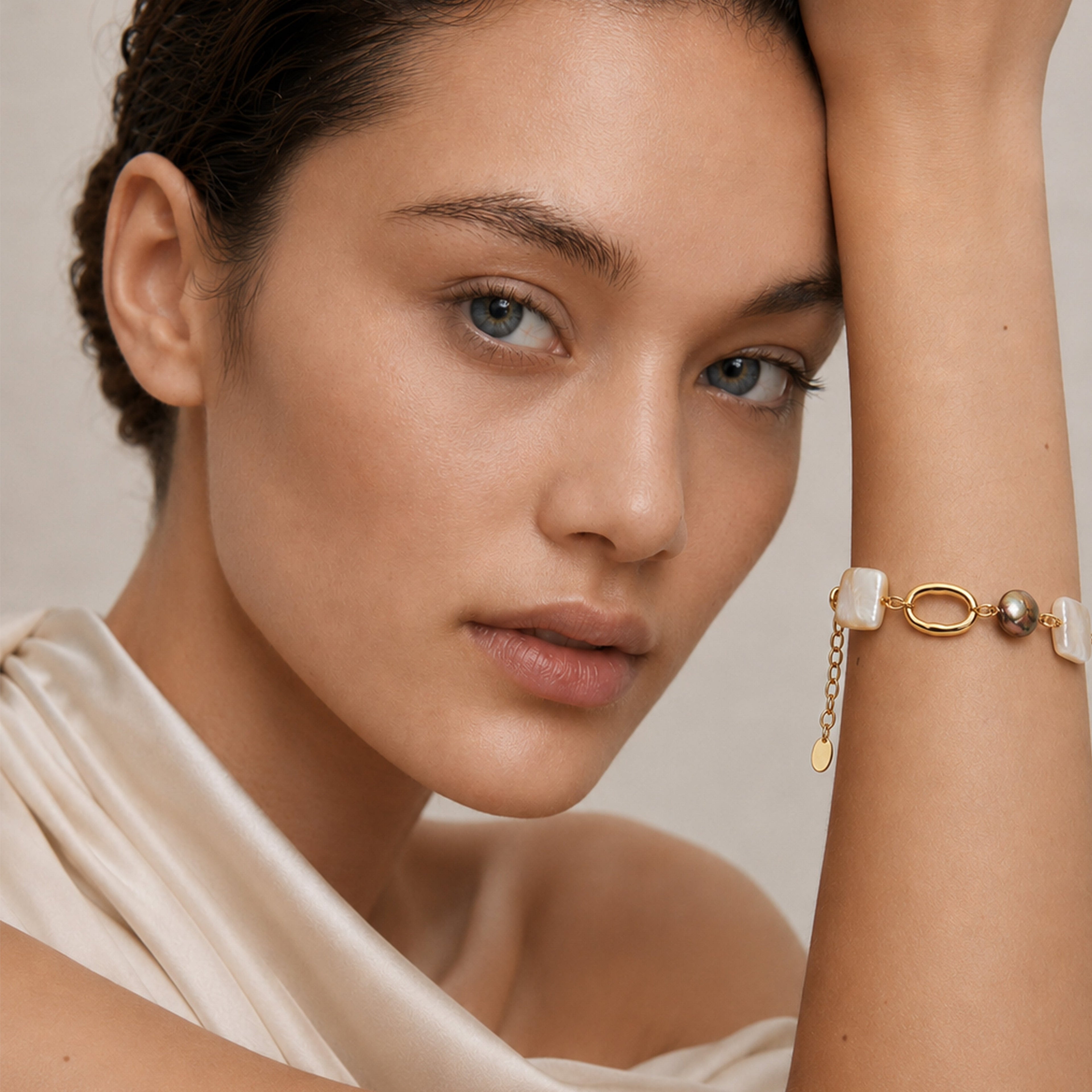 18K Gold-Plated Baroque Pearl Shell Bracelet