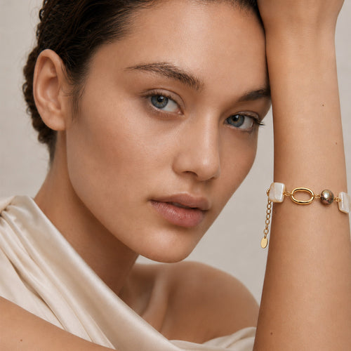 18K Gold-Plated Baroque Pearl Shell Bracelet