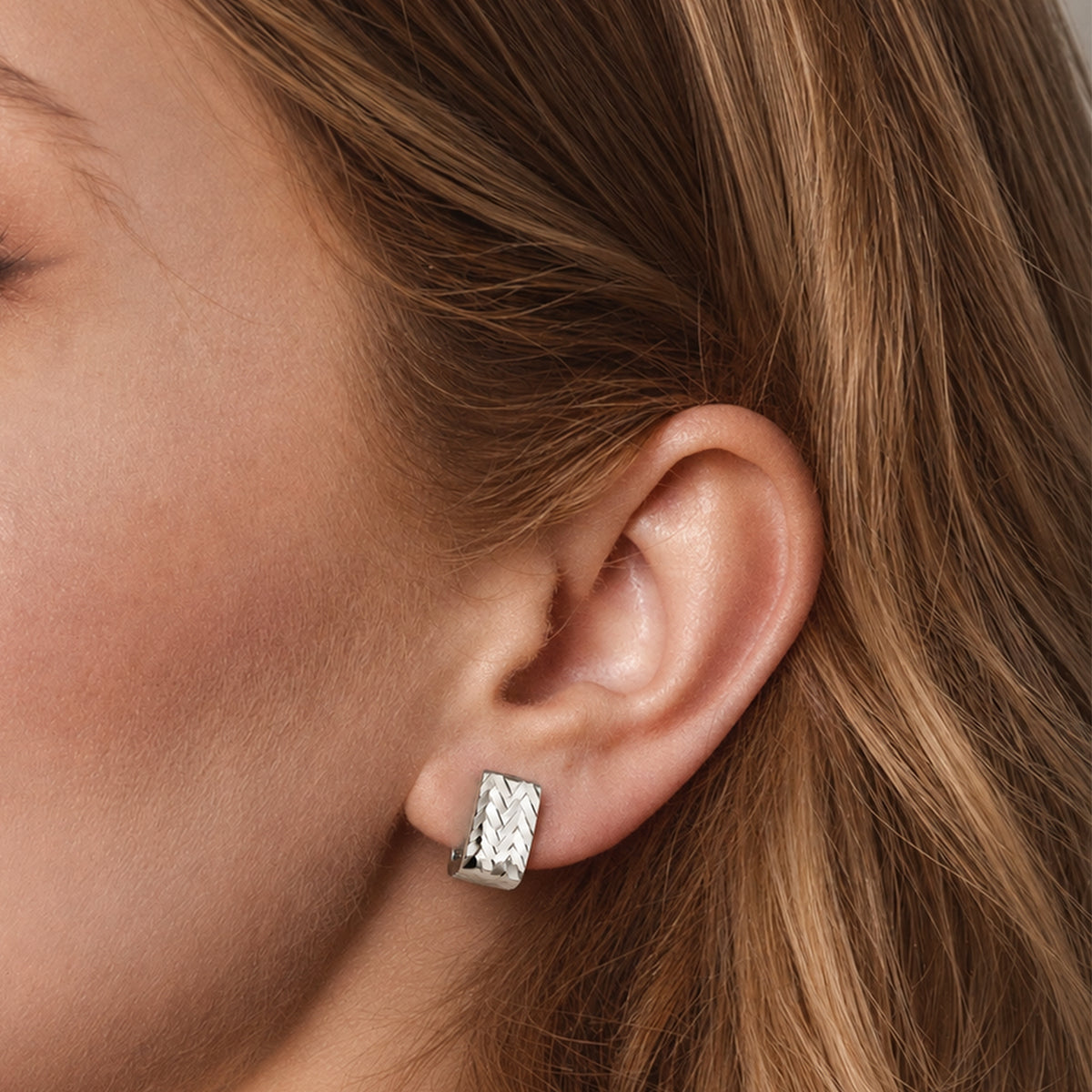 Woven Texture Rectangular Huggie Earrings