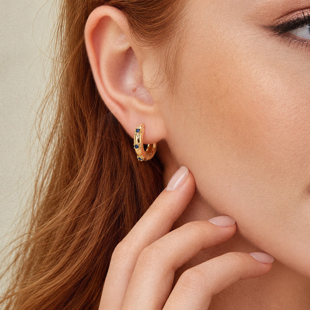 Blue Zircon S925 Sterling Silver Hoop Earrings