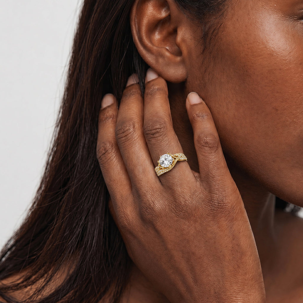 3-Carat Moissanite Pavé Sterling Silver Ring