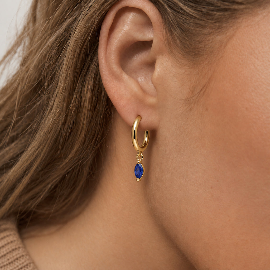 Marquise Natural Stone Huggie Earrings
