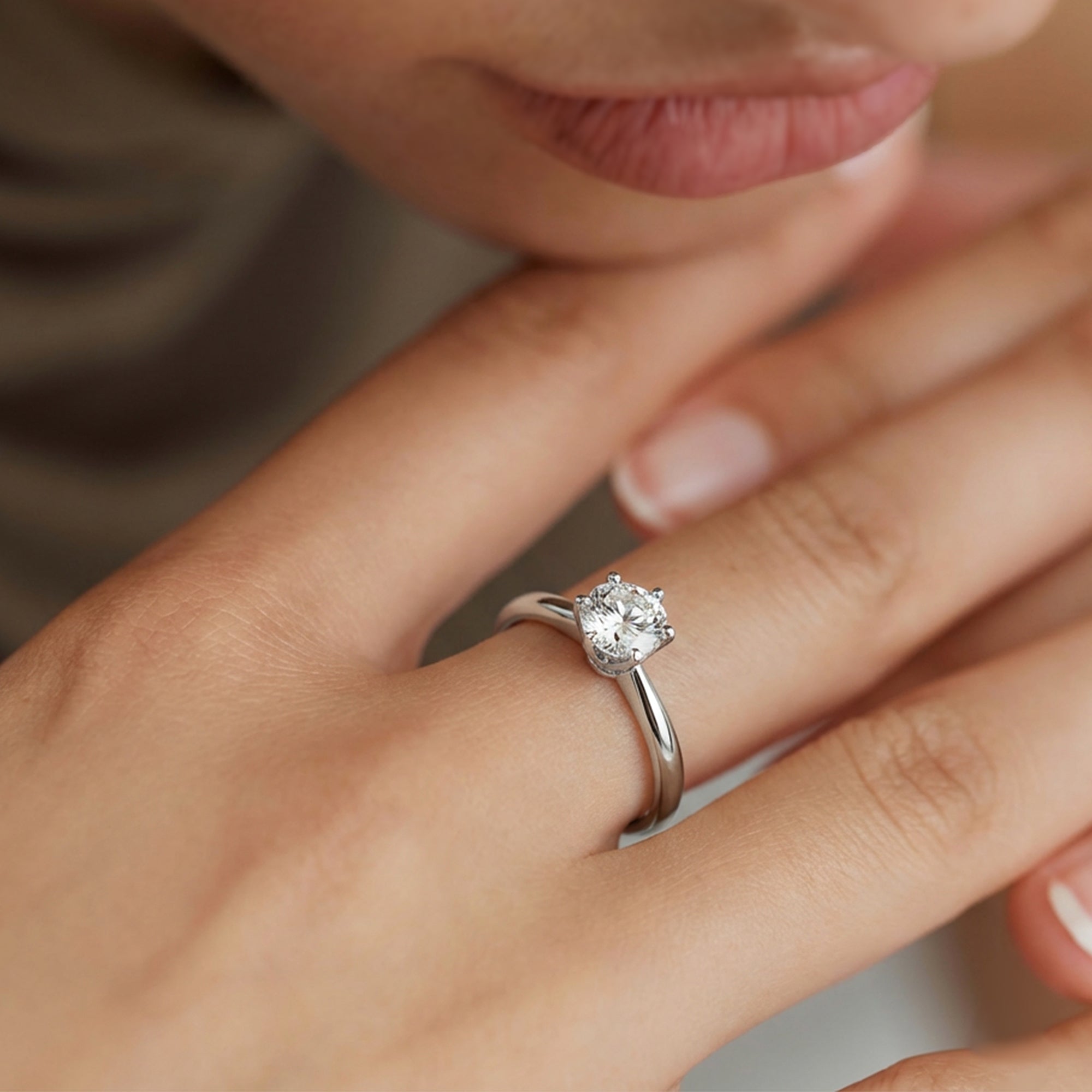 S925 Silver 2 ct Moissanite Six-Prong Ring