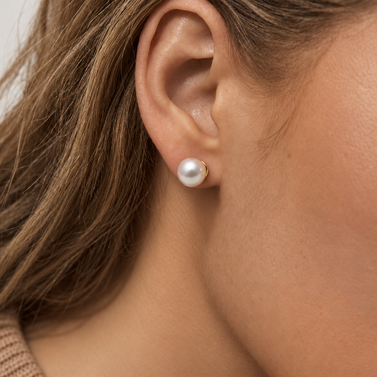 18K Gold-Plated Pearl Stud Earrings