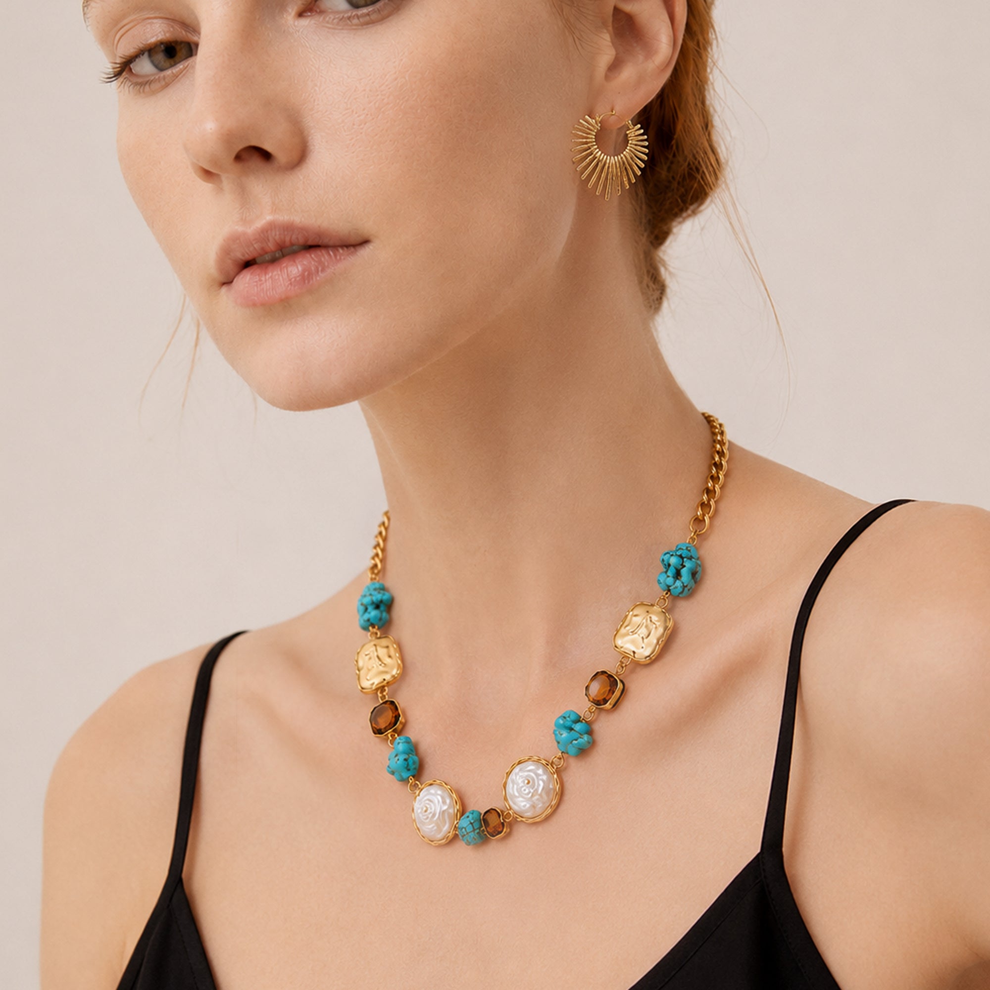 Baroque Pearl Turquoise Statement Necklace