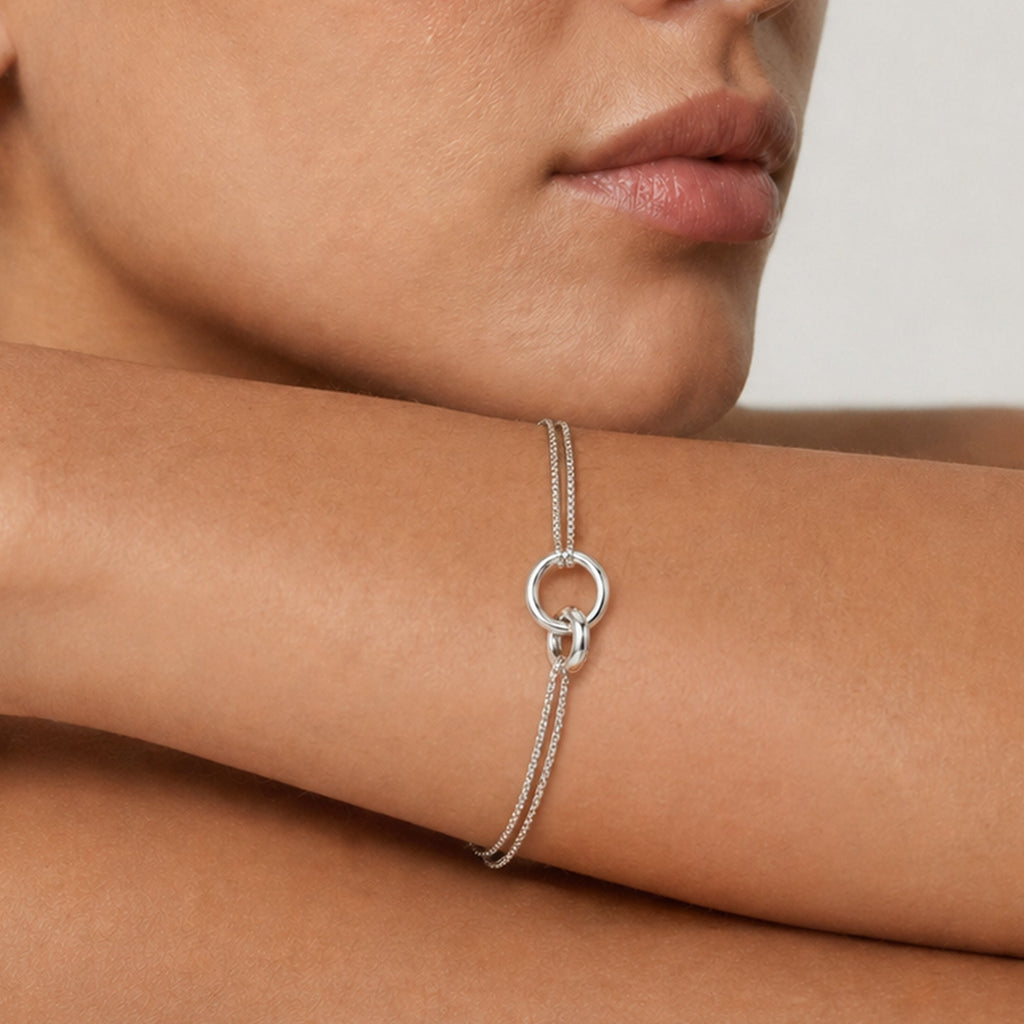Interlocking Ring S925 Silver Chain Bracelet