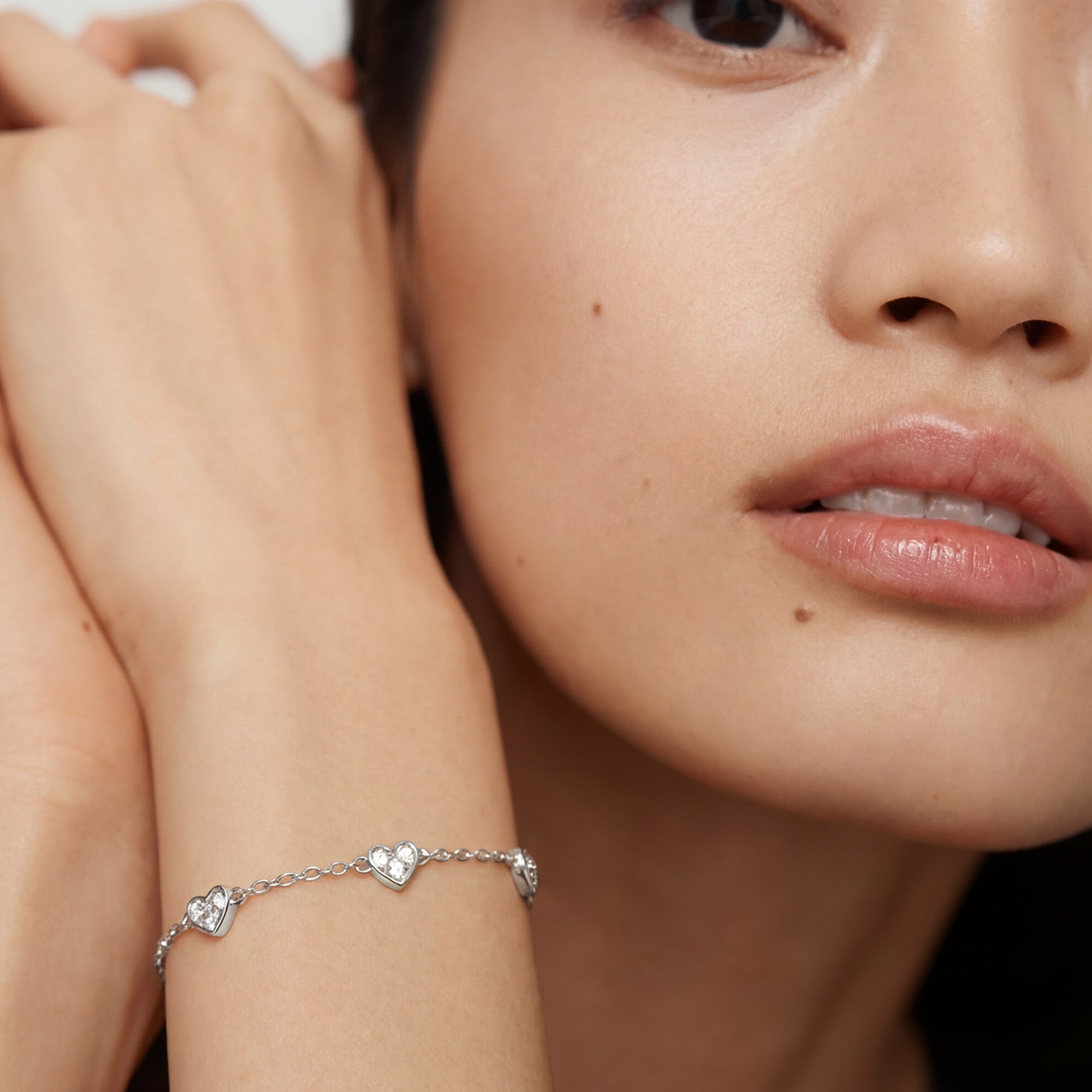 Heart S999 Silver Chain Bracelet with Color Variants
