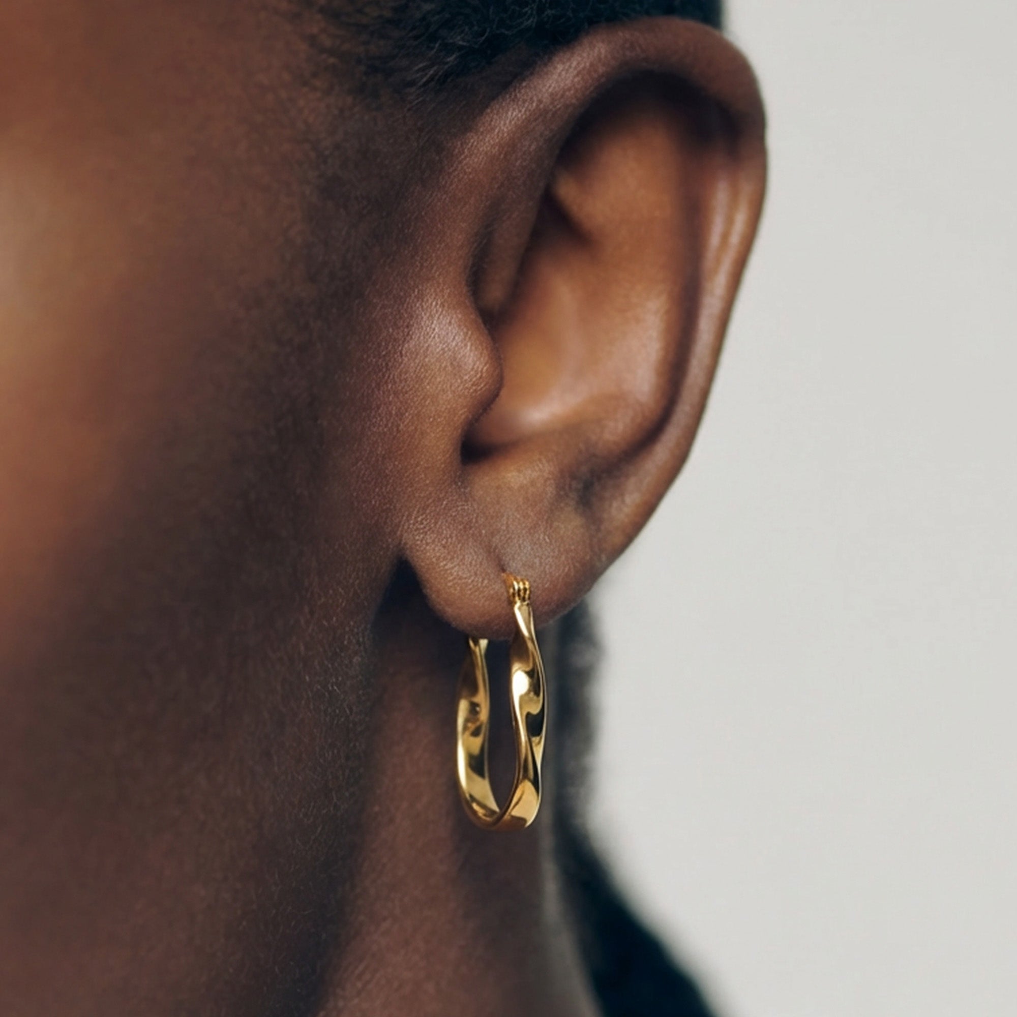 18K Gold-Plated Twisted Oval Hoop Earrings