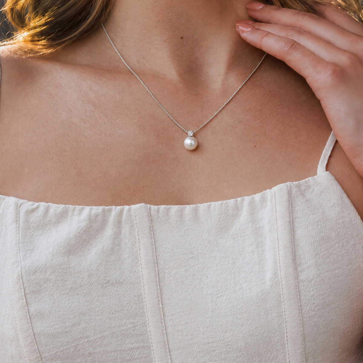 Sterling Silver Pearl Drop Necklace