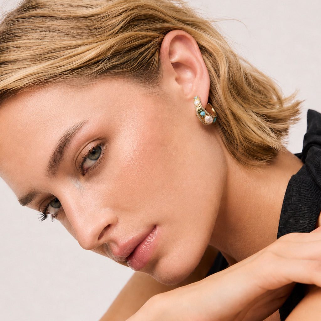 Abalone Shell S925 Wide Hoop Earrings
