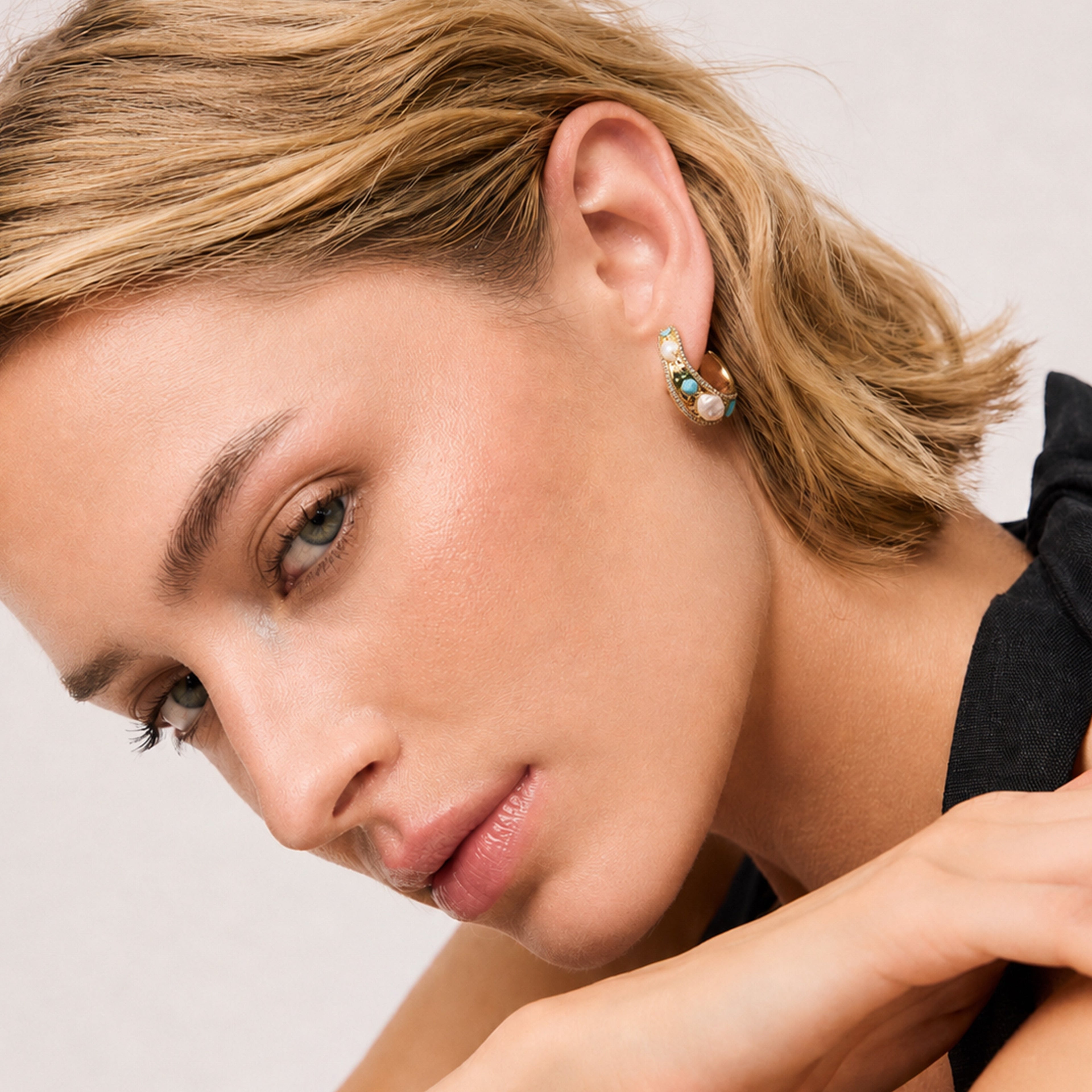 Abalone Shell S925 Wide Hoop Earrings