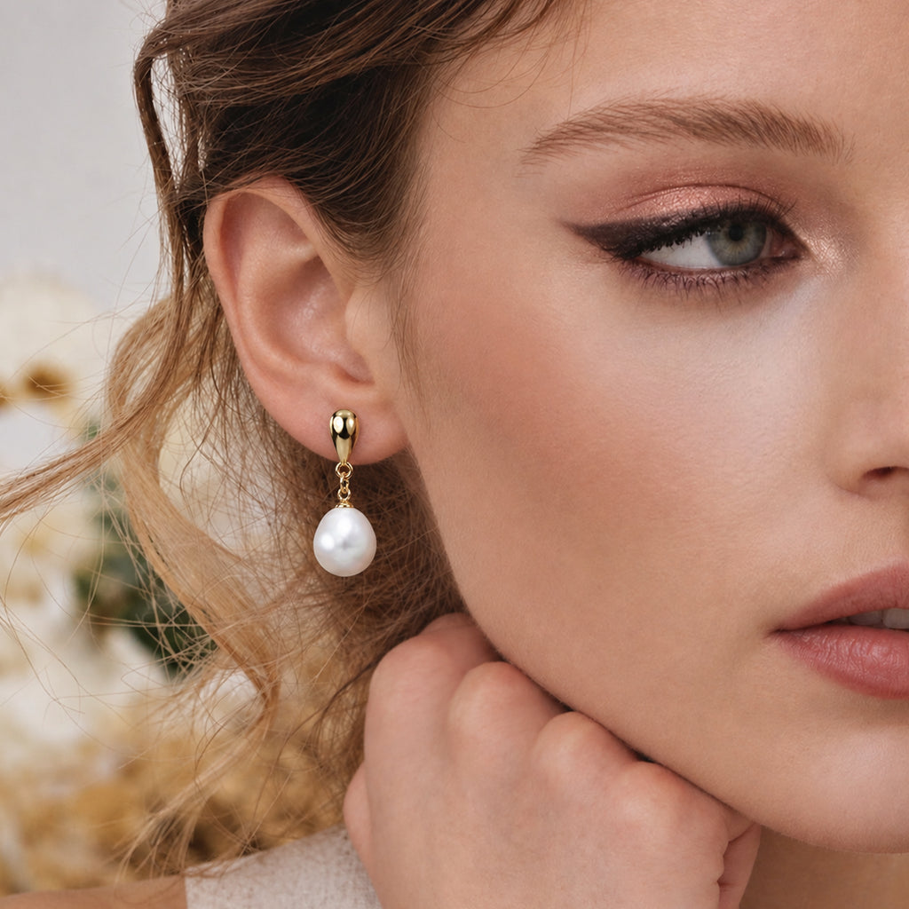 Teardrop Freshwater Pearl Drop Earrings