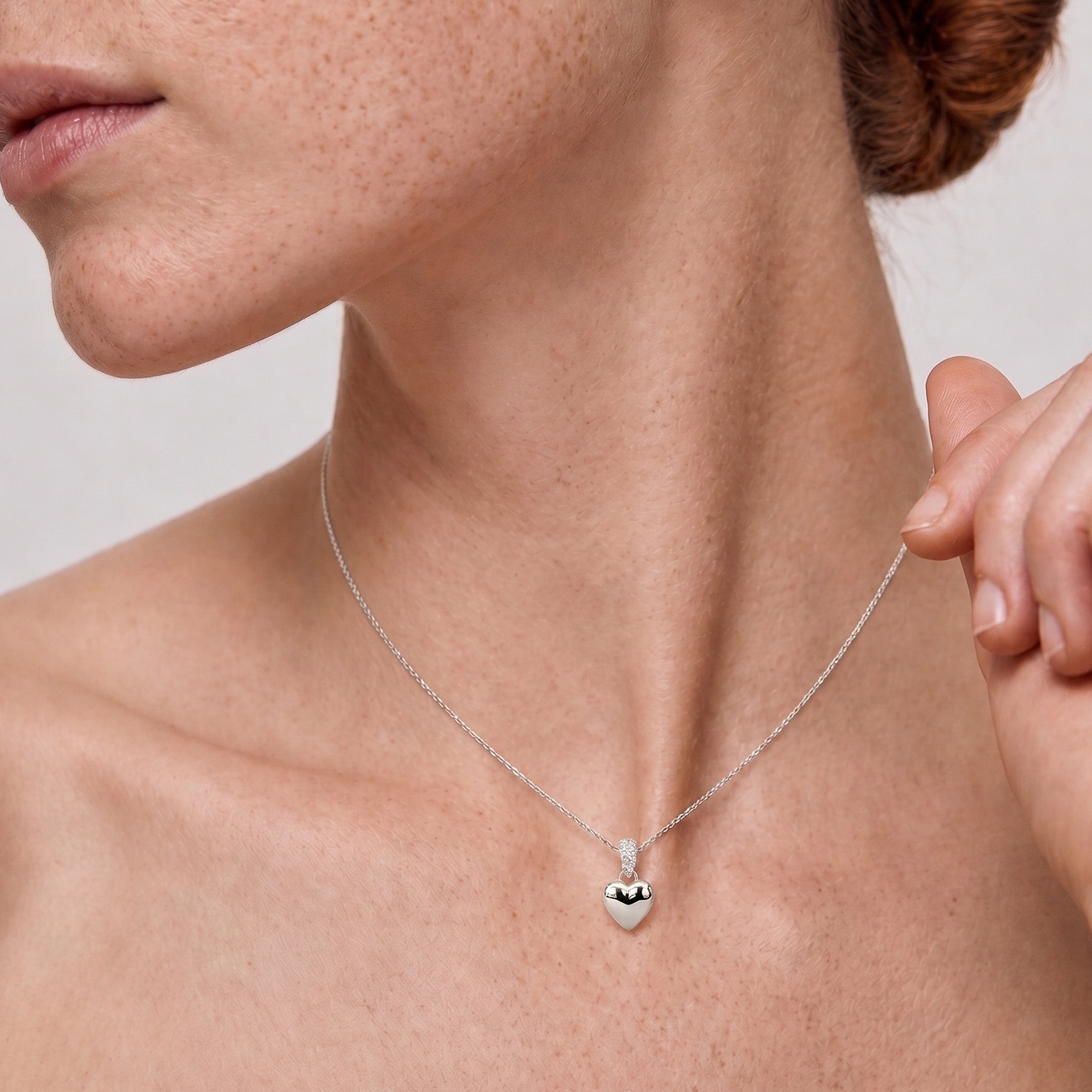 Crystal Bail Heart Pendant Necklace