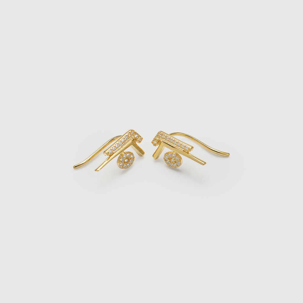 Geometric Pavé Zircon Ear Climber Earrings