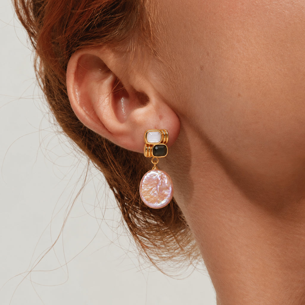 Gold-Plated Baroque Pearl Drop Earrings
