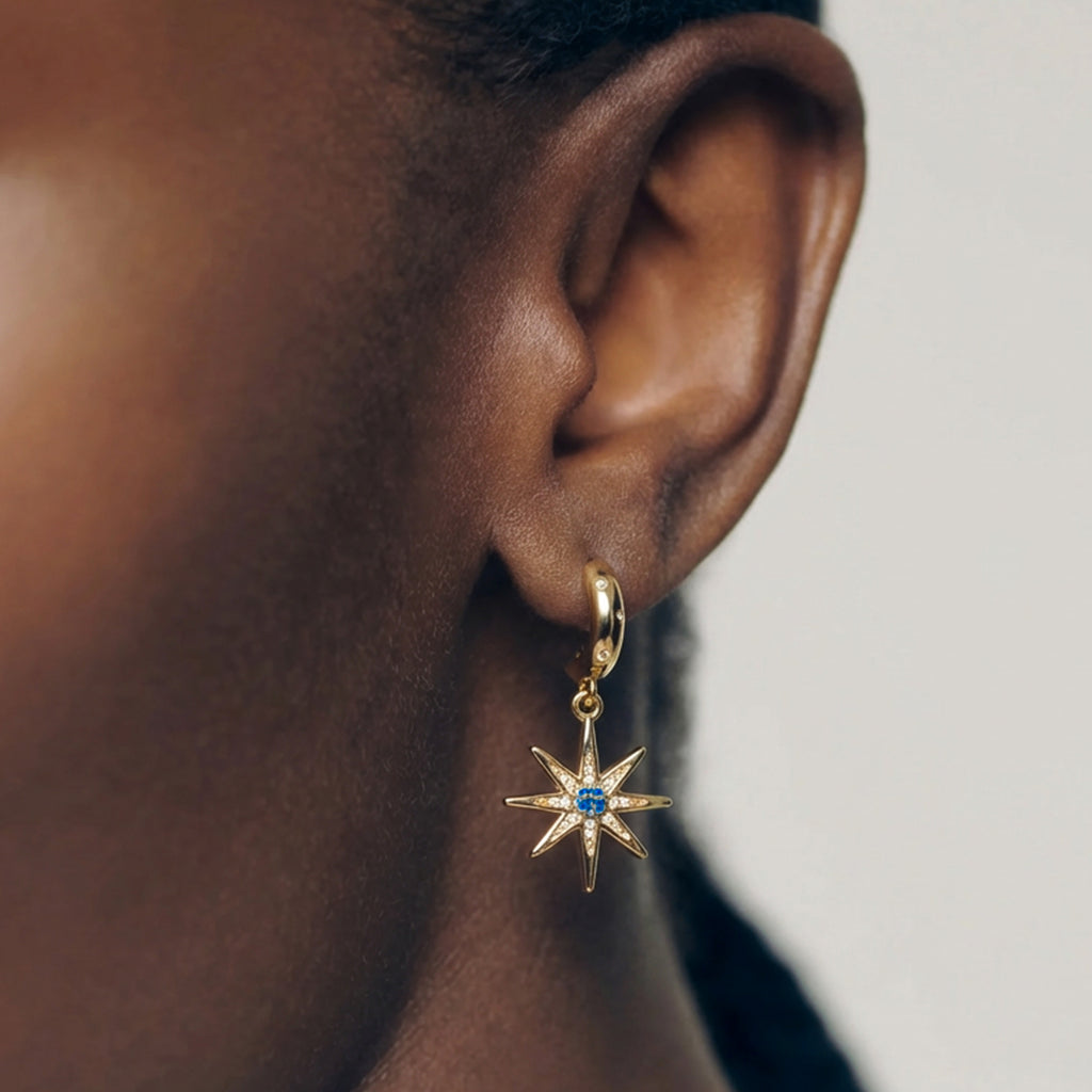 18K Gold-Plated Zircon Starburst Drop Earrings