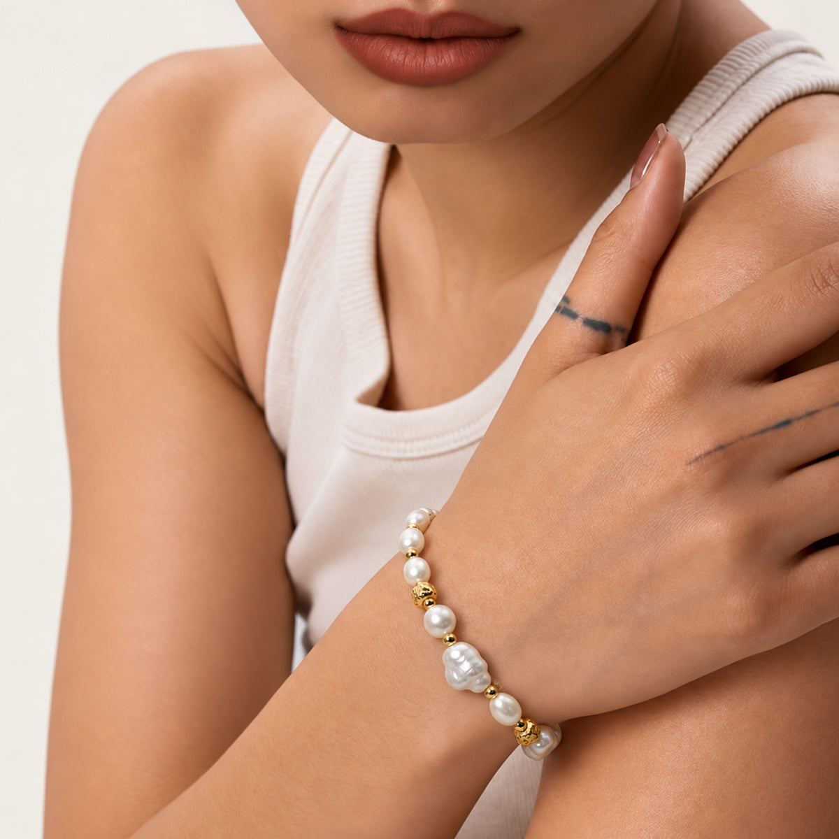 18K Gold-Plated Irregular Baroque Pearl Bracelet