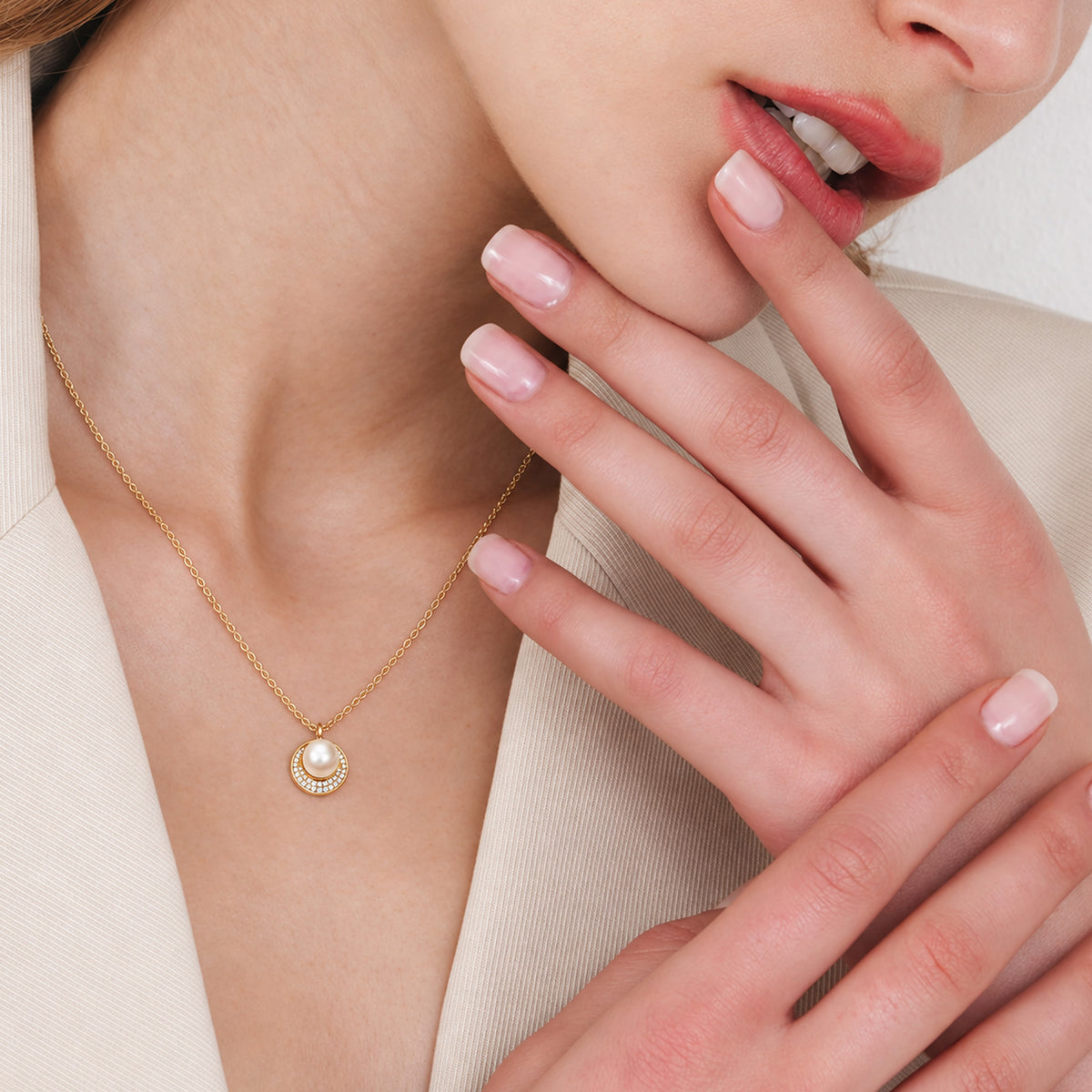Pearl Crescent 18K Gold-Plated Silver Necklace