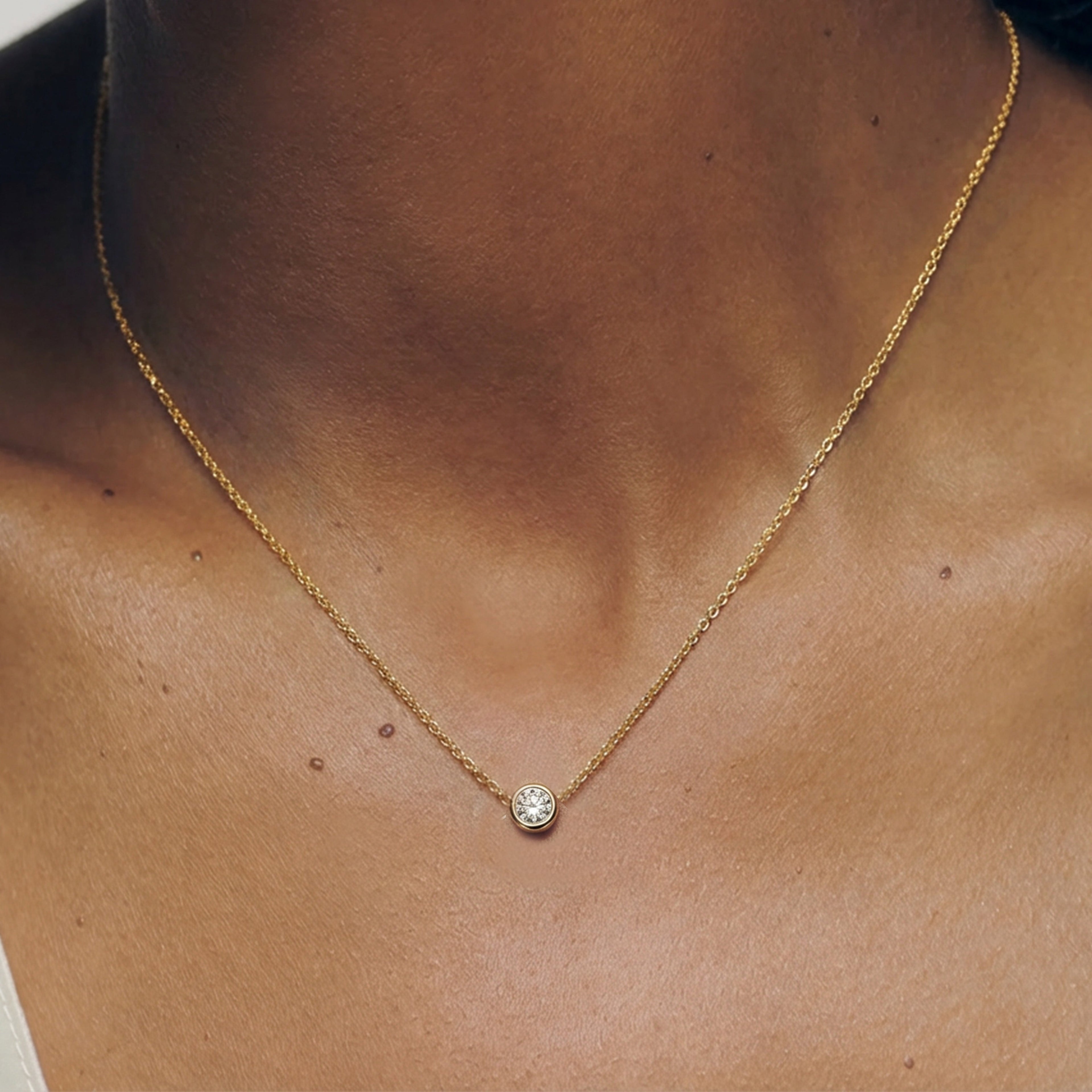 18K Gold-Plated Round Bezel Necklace