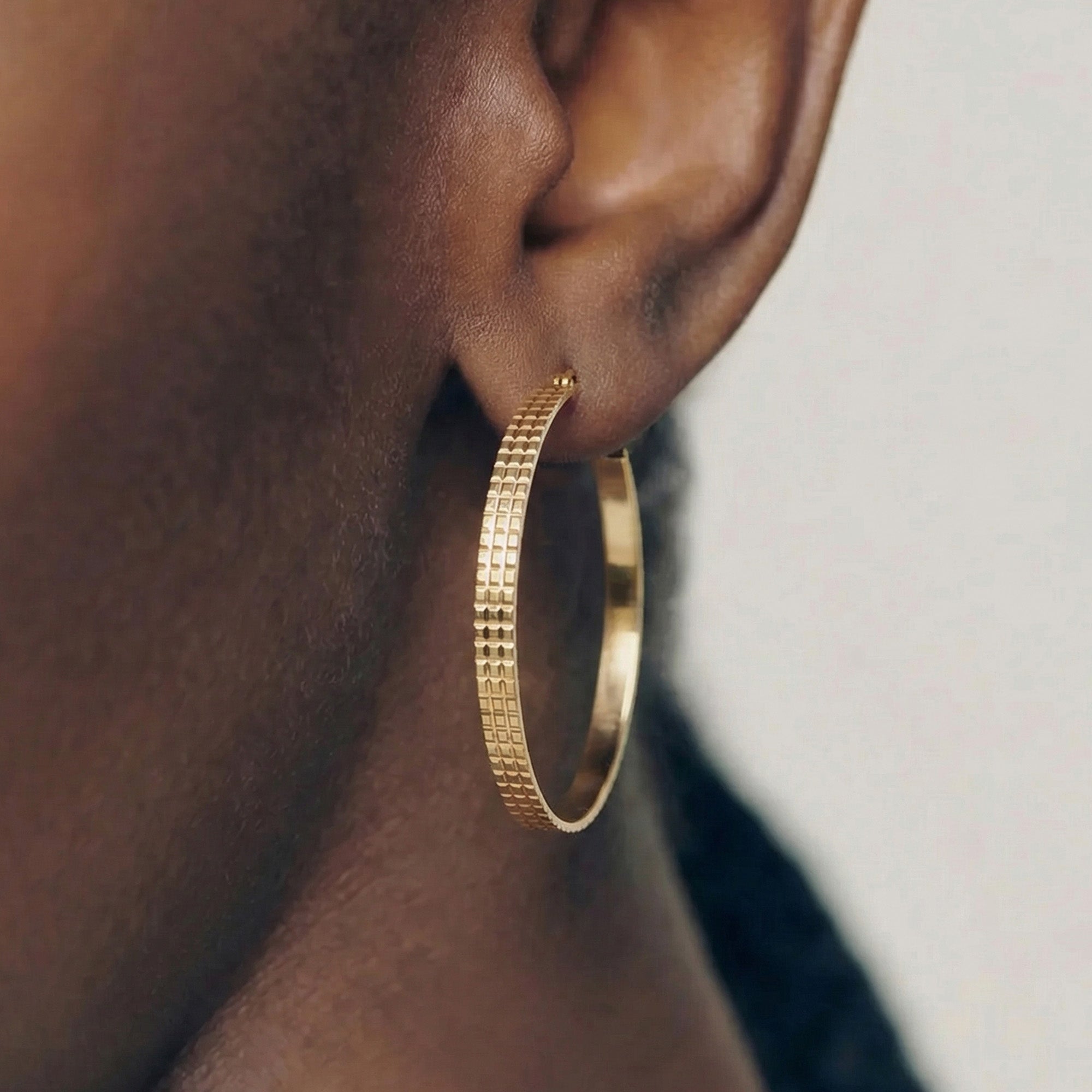 Textured Gold-Tone Large Hoop Earrings