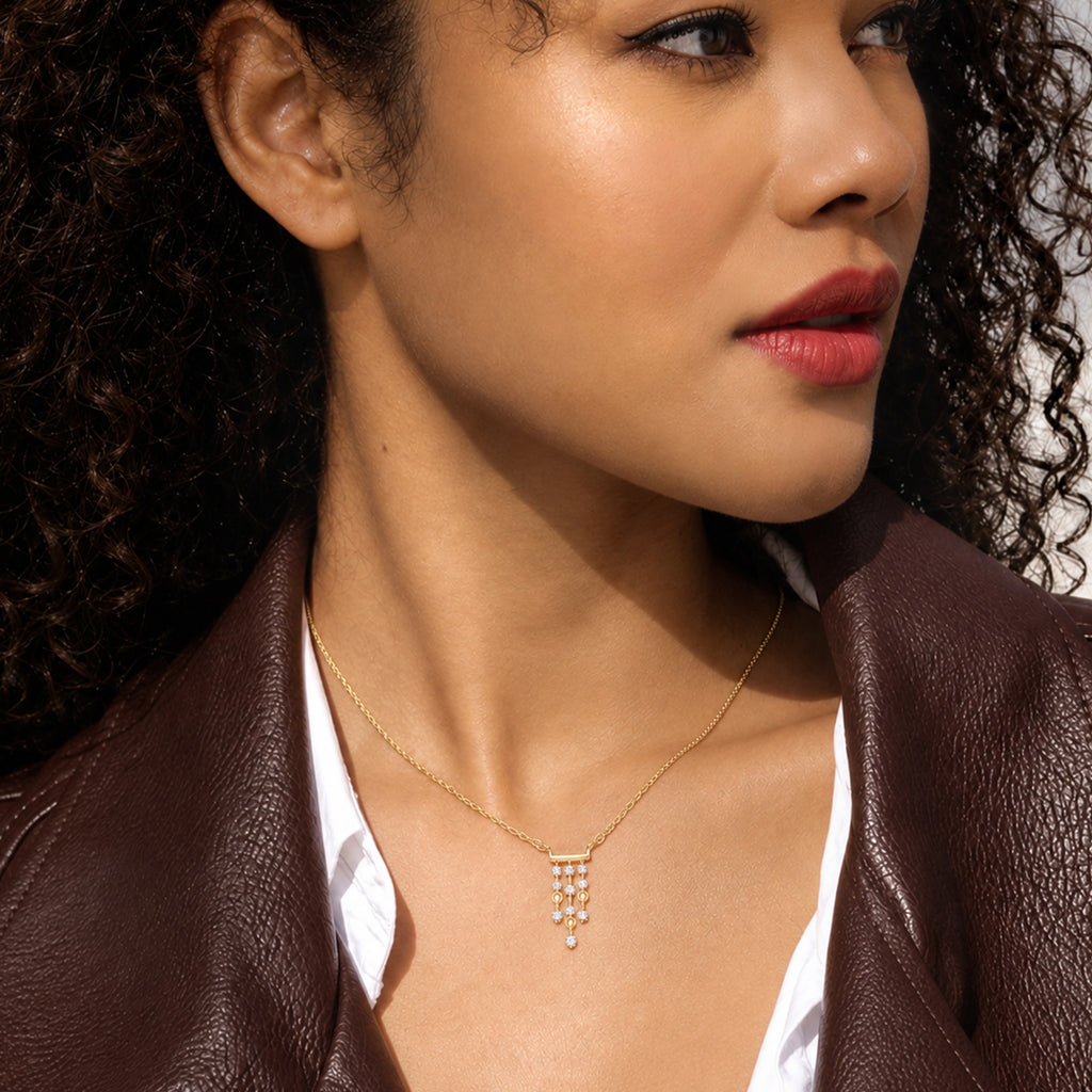 Crystal Cascade Sterling Silver Necklace