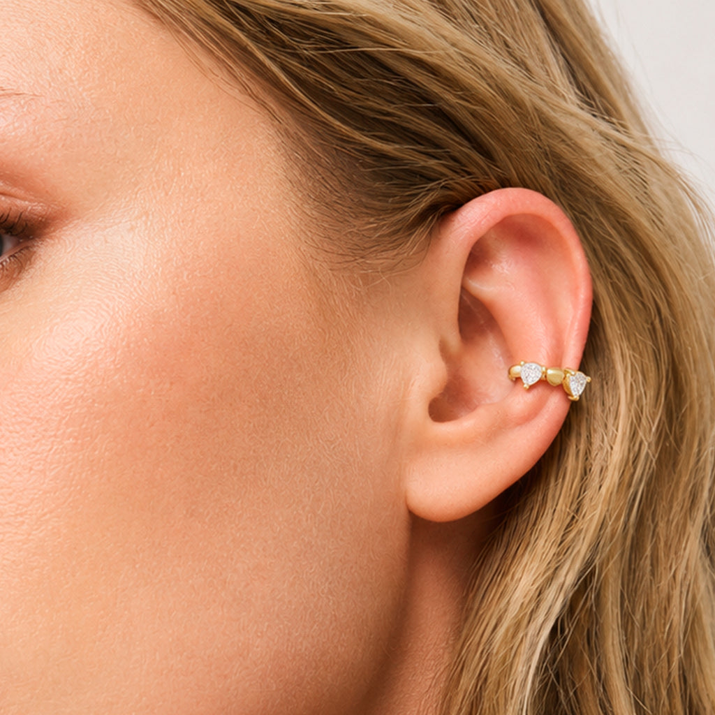 Heart & Pear CZ Huggie Hoop Earrings