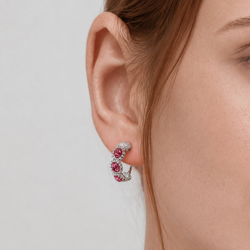 Zircon Cluster Leverback Hoop Earrings