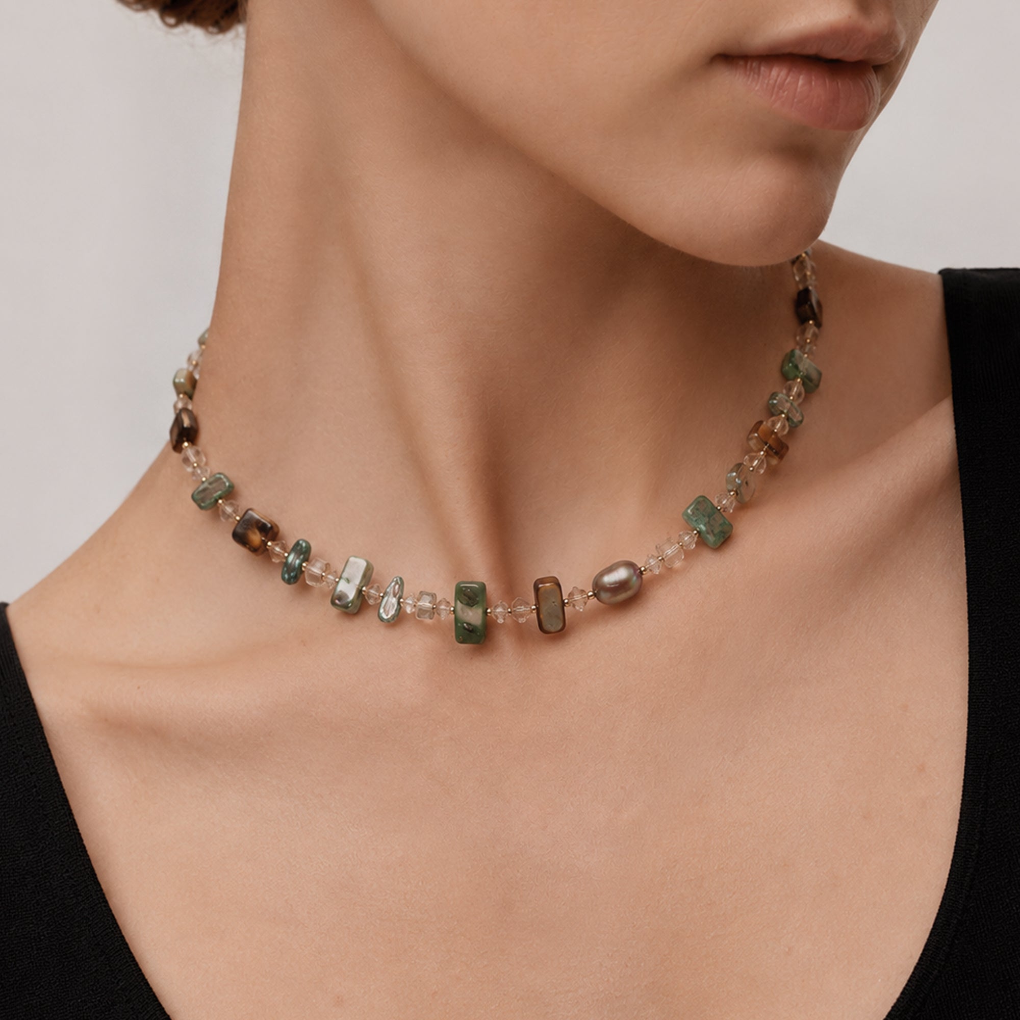 Baroque Pearl Shell Beaded Necklace