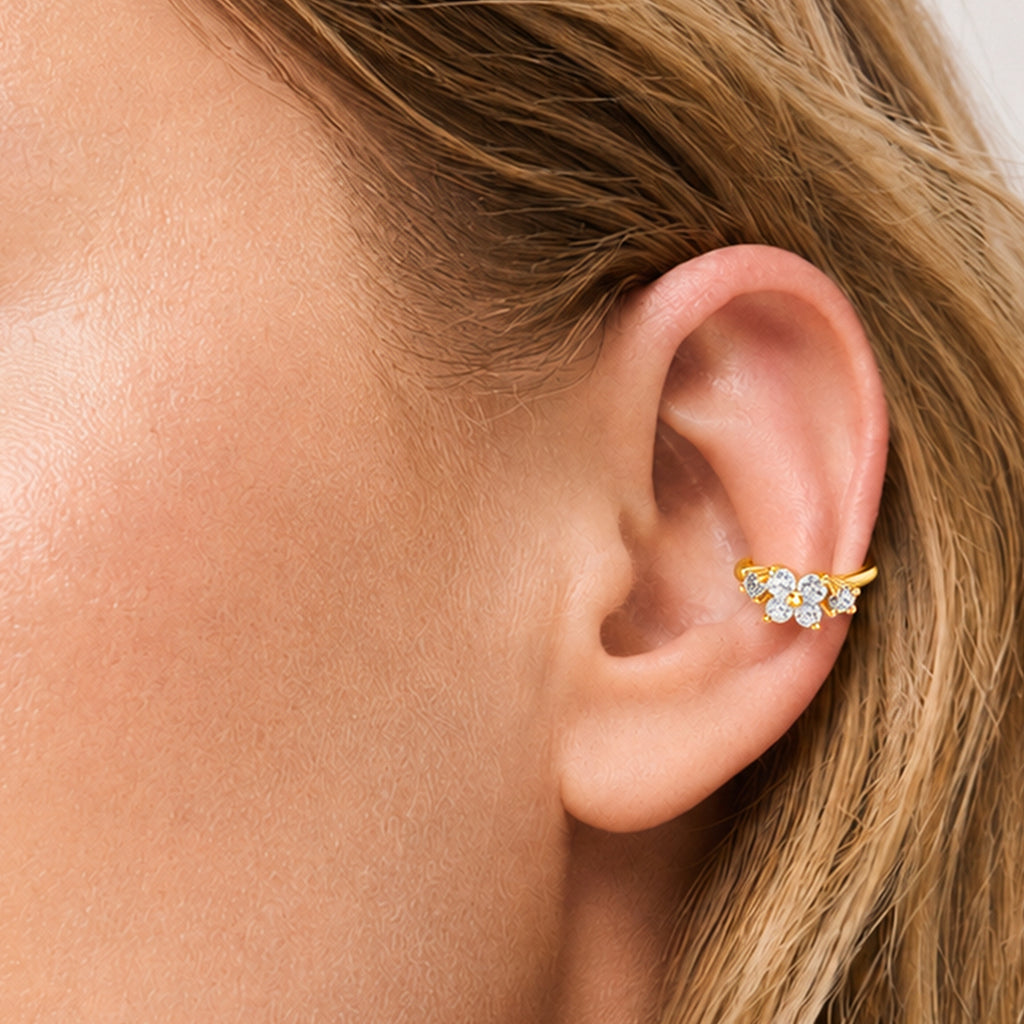 Floral 5A Zircon Huggie Hoop Earrings