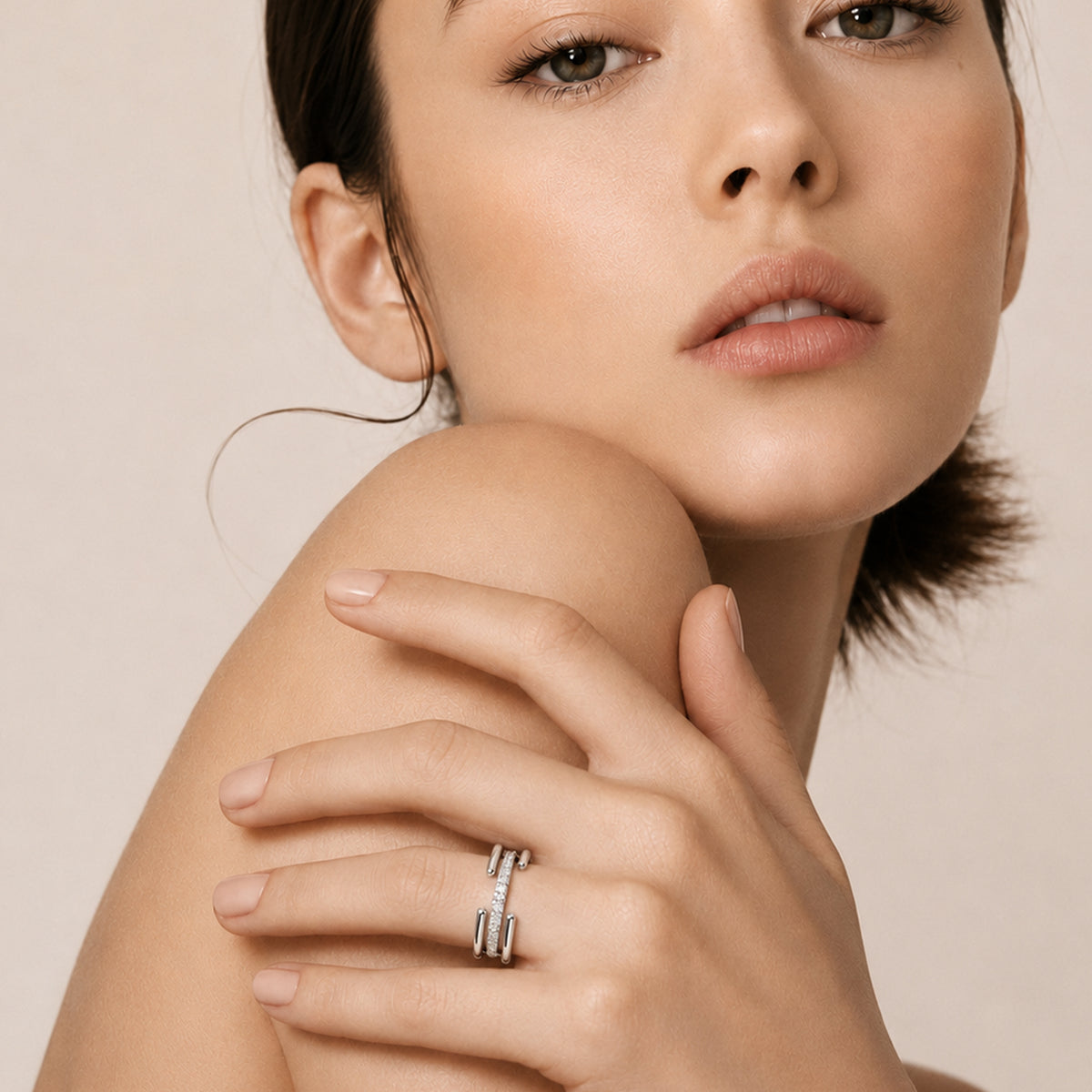 S925 CZ Multi-Band Adjustable Ring